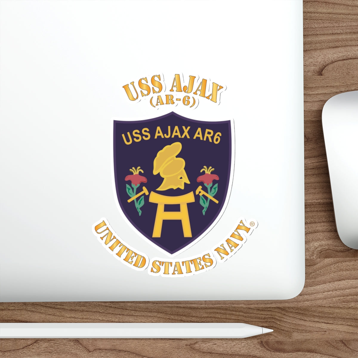 Die-Cut Vinyl Sticker - Navy - USS Ajax (AR-6)