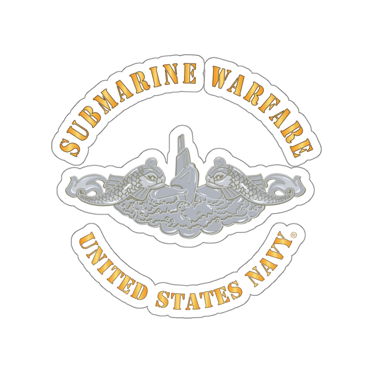 Die-Cut Vinyl Sticker - Navy - Submarine Badge - Silver