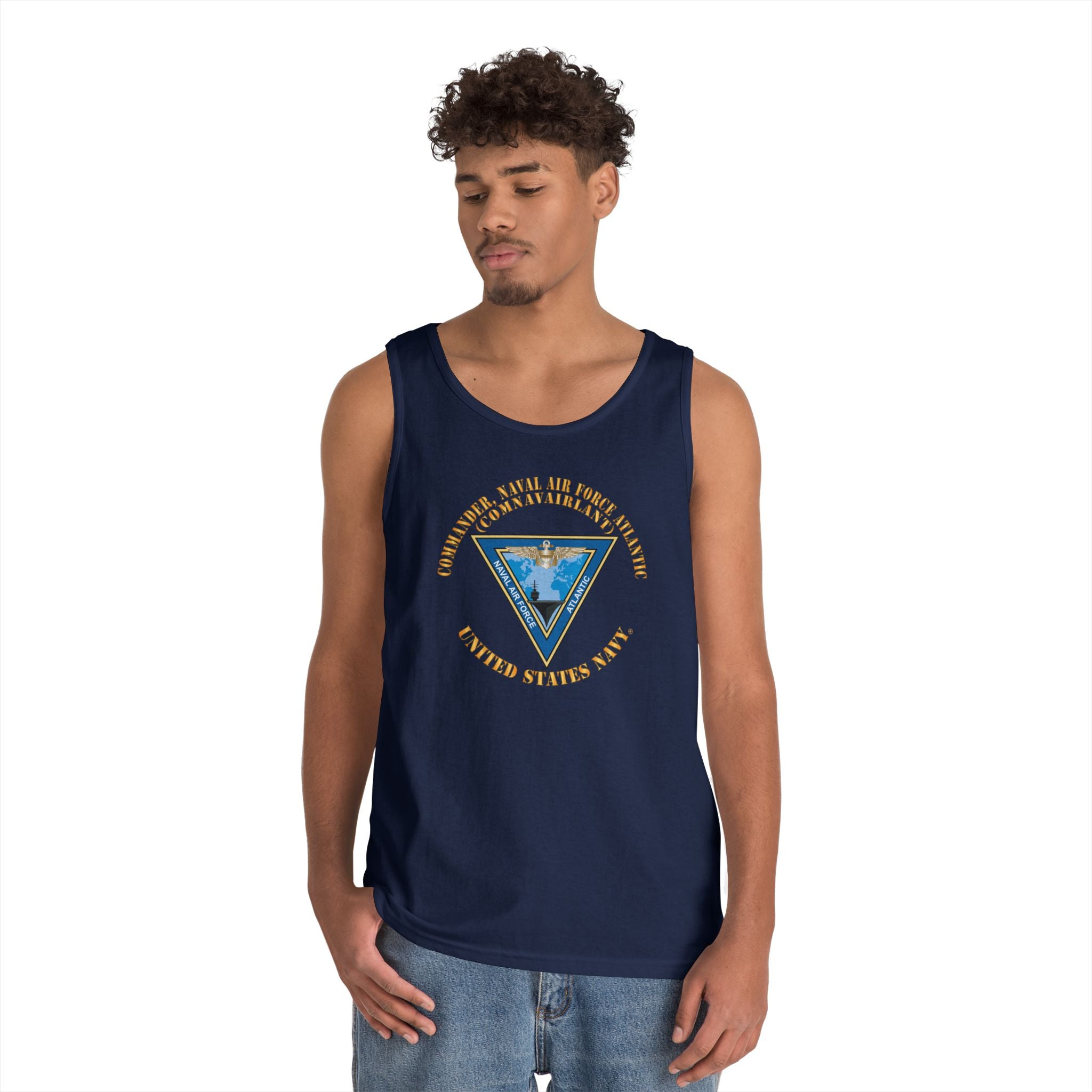 Unisex Heavy Cotton Tank Top - Navy - Commander, Naval Air Force Atlantic - COMNAVAIRLANT