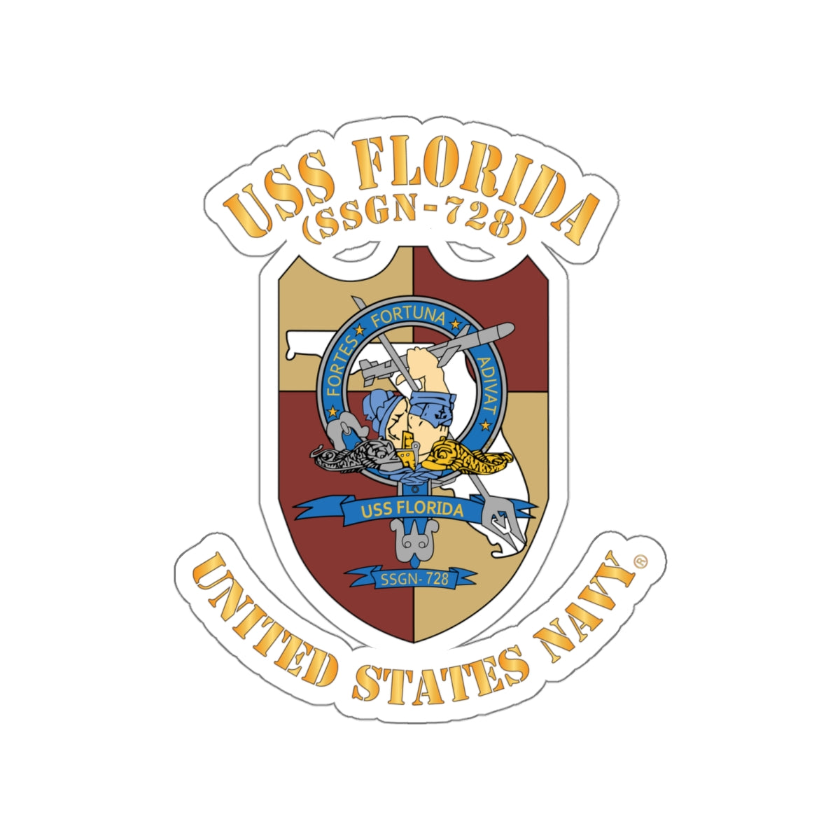 Die-Cut Vinyl Sticker - Navy - USS Florida (SSGN-728)