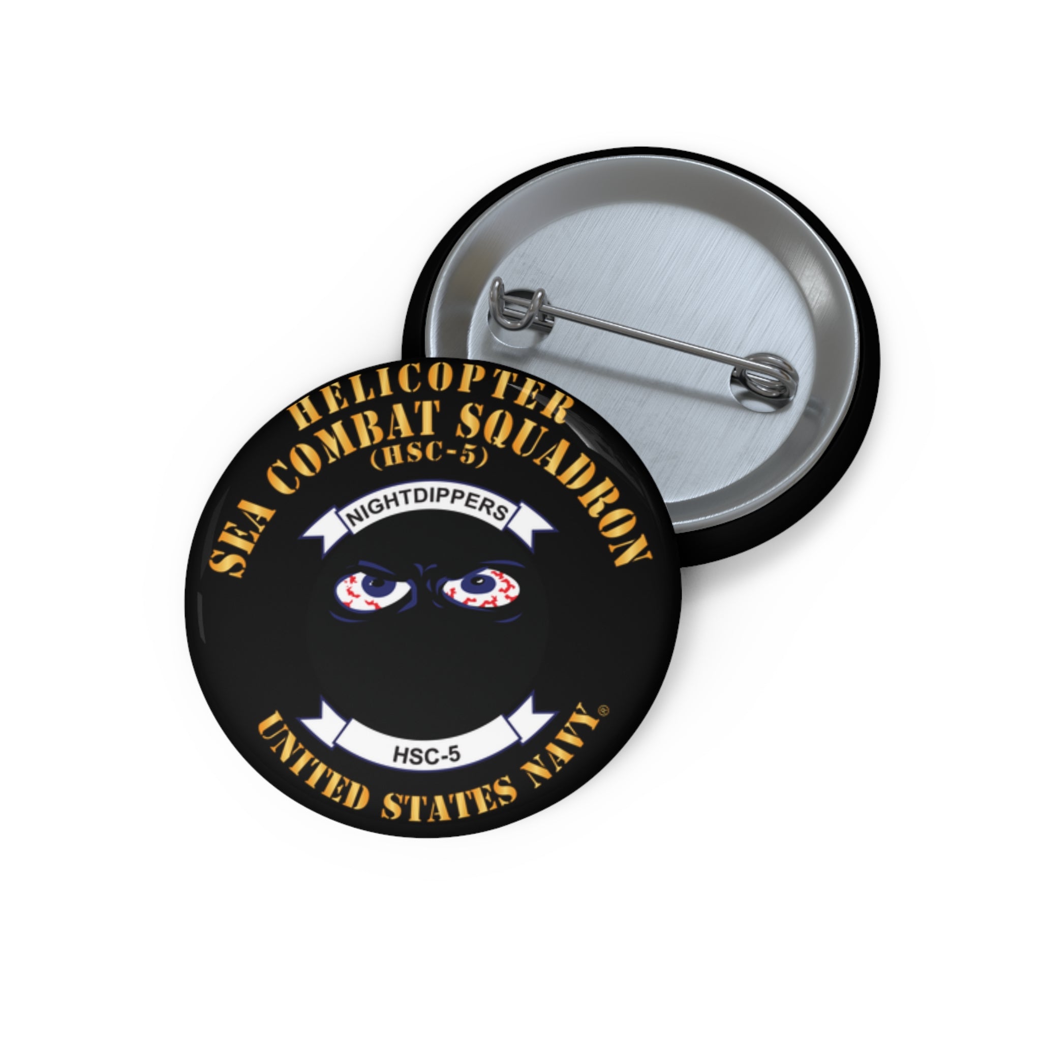 Custom Pin Button - Navy - Helicopter Sea Combat Squadron 5 (HSC-5)
