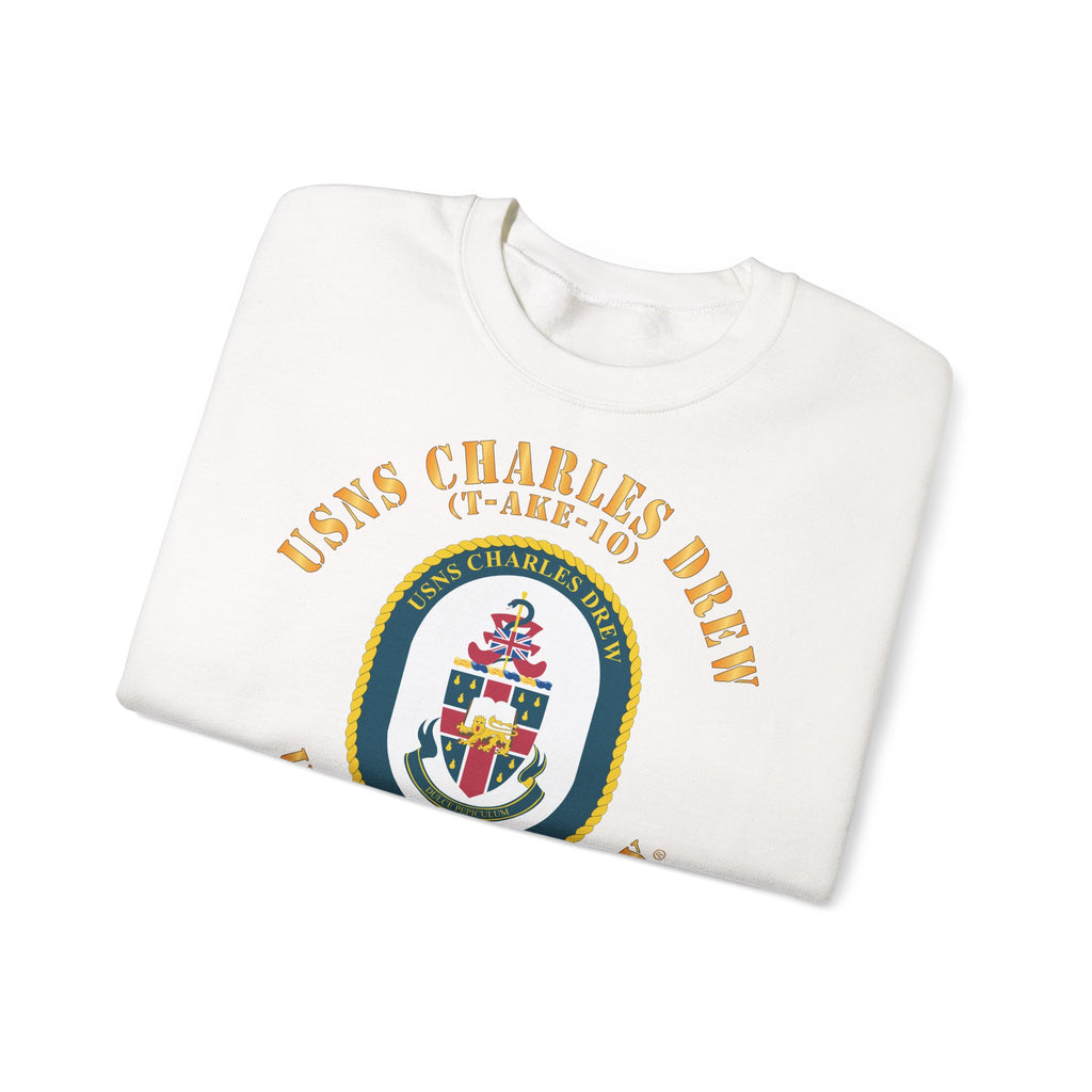 Unisex Heavy Blend™ Crewneck Sweatshirt - Navy - USNS Charles Drew (T-AKE 10)