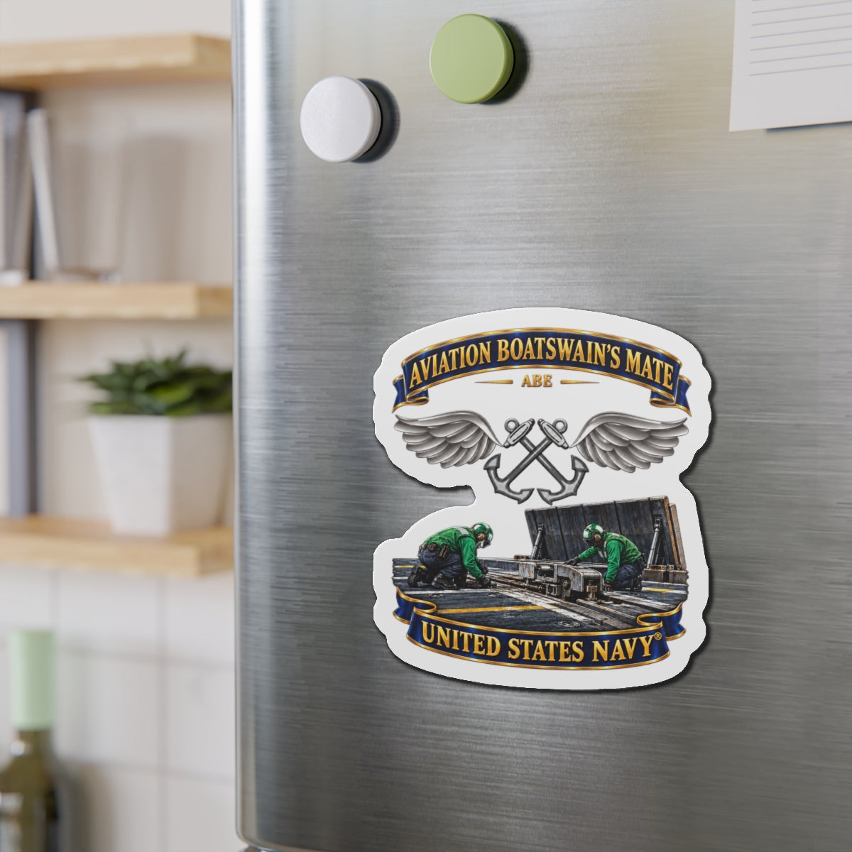 Die-Cut Magnet - Navy - Rate - Aviation Boatswain's Mate (ABE) - with Scene - 3D - Enhanced