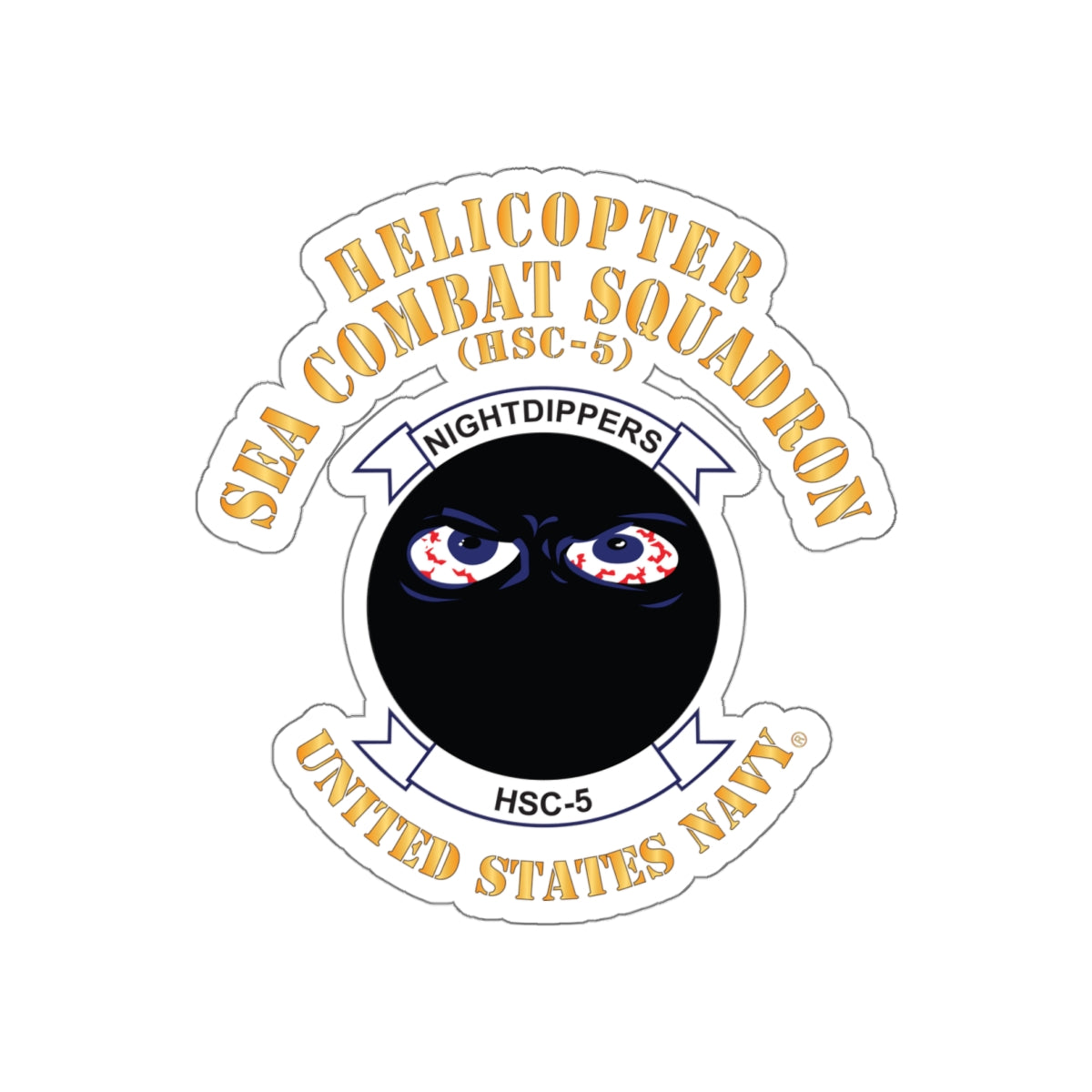 Die-Cut Vinyl Sticker - Navy - Helicopter Sea Combat Squadron 5 (HSC-5)