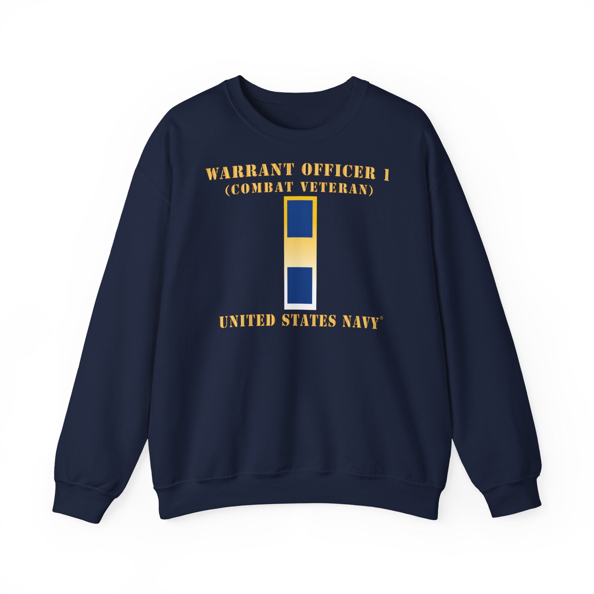 Unisex Heavy Blend™ Crewneck Sweatshirt - Navy - Warrant Officer 1 - Combat Veteran