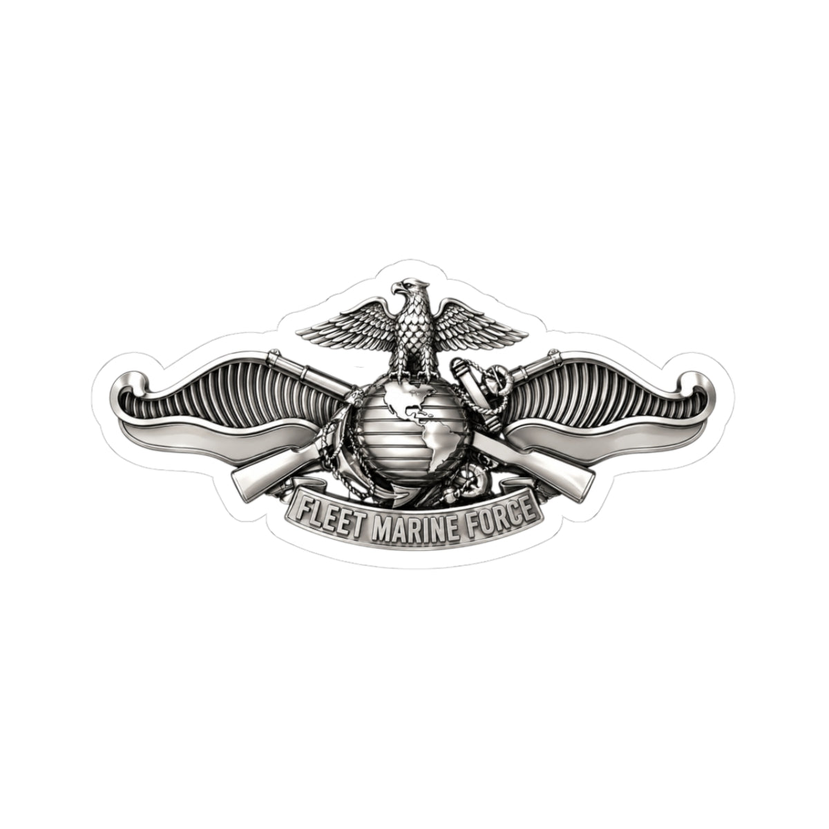 Kiss-Cut Stickers - Navy - Badge - Fleet Marine Force (FMF) wo txt - Enlisted - 3D - Enhanced