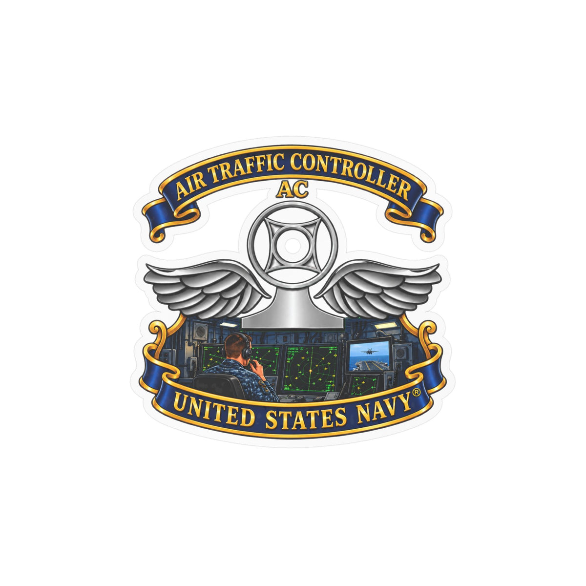 Kiss-Cut Vinyl Decal - Navy - Rate - Air Traffic Controller (AC) - Shipboard Version  3D - Enhanced