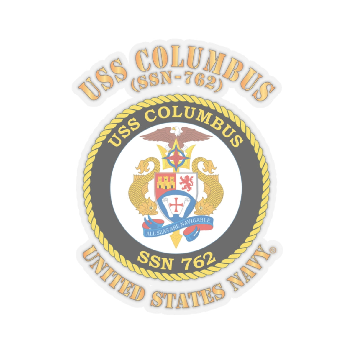 Kiss-Cut Stickers - Navy - USS Columbus (SSN-762)