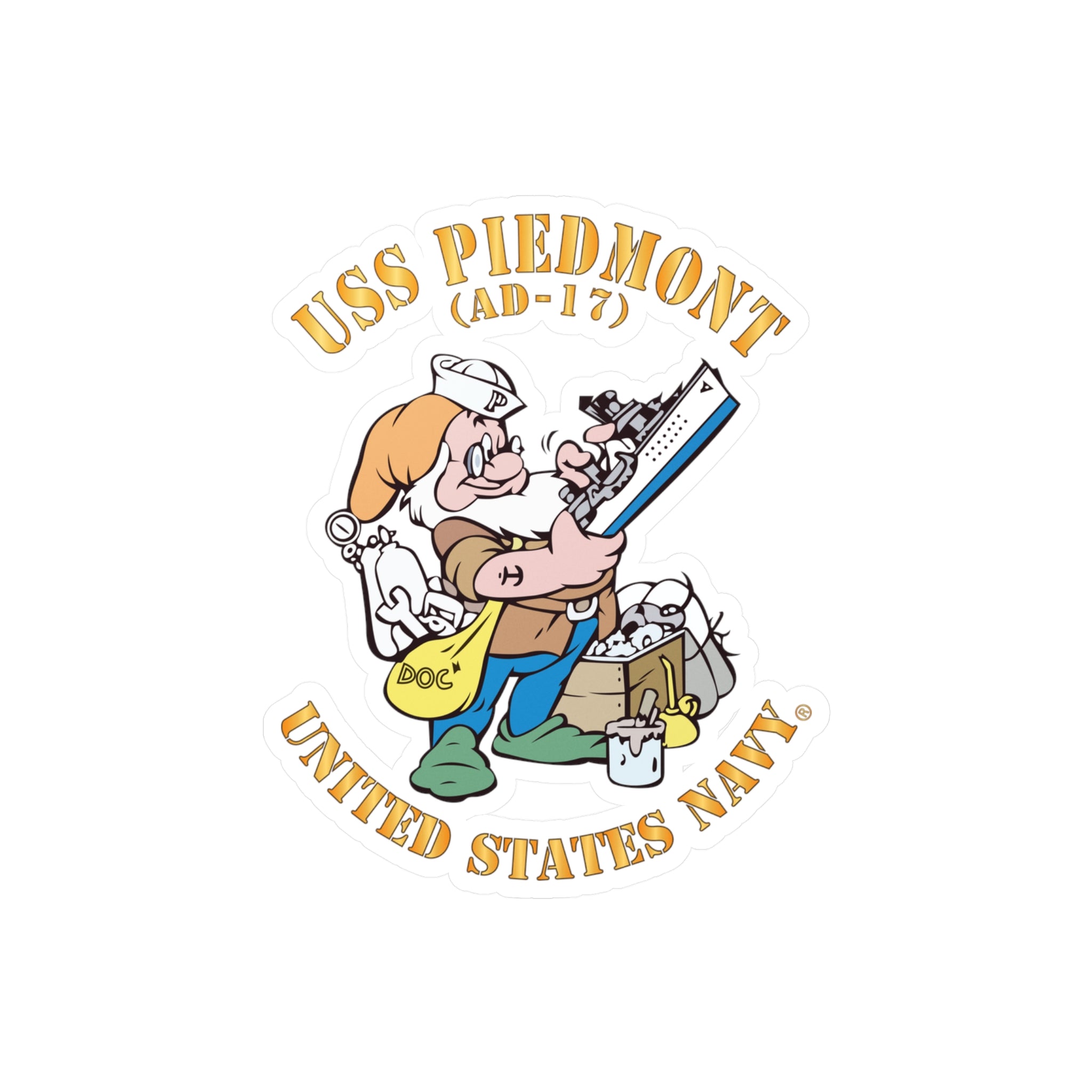 Kiss-Cut Vinyl Decal - Navy - USS Piedmont (AD-17)