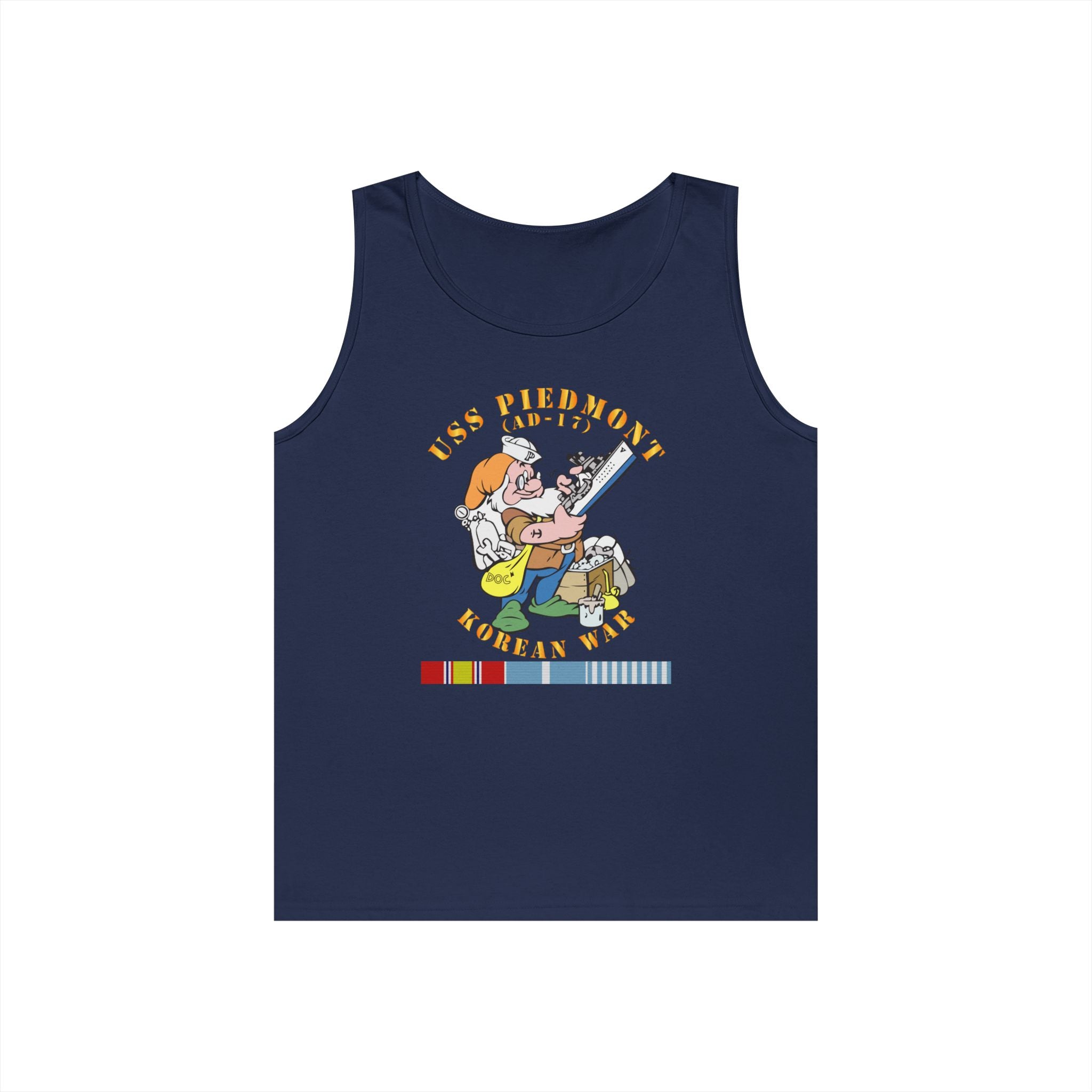 Unisex Heavy Cotton Tank Top - Navy - USS Piedmont (AD-17) w KOREA SVC - Korean War