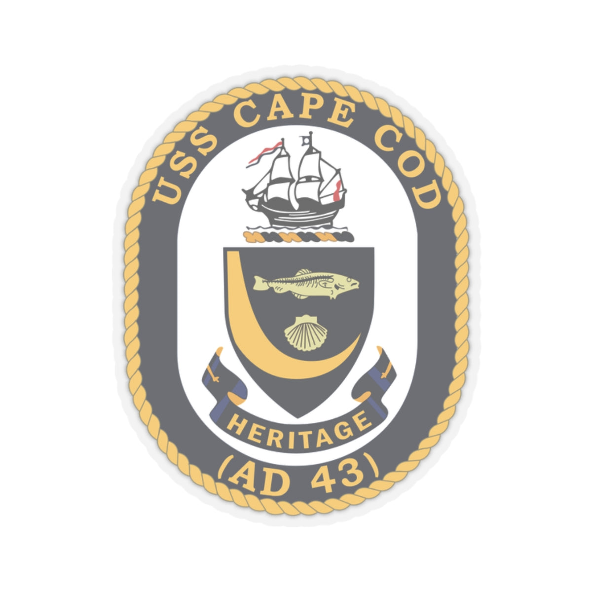 Kiss-Cut Stickers - Navy - USS Cape Cod (AD 43) wo txt X 300