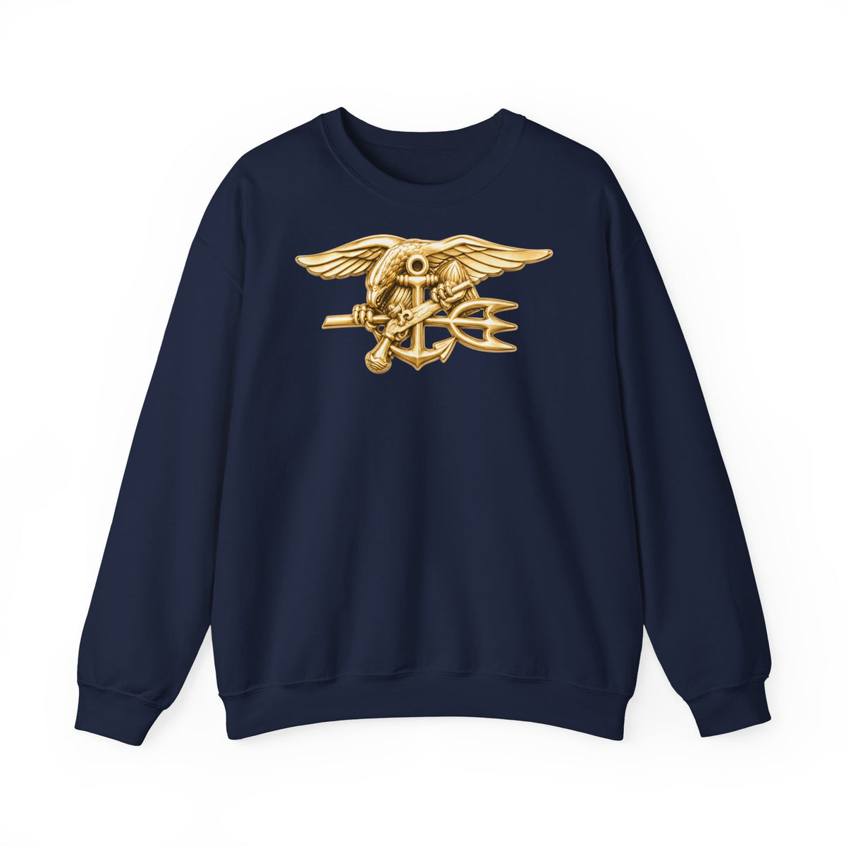 Unisex Heavy Blend™ Crewneck Sweatshirt - Navy - Badge - Special Warfare insignia wo txt - 3D - Enhanced