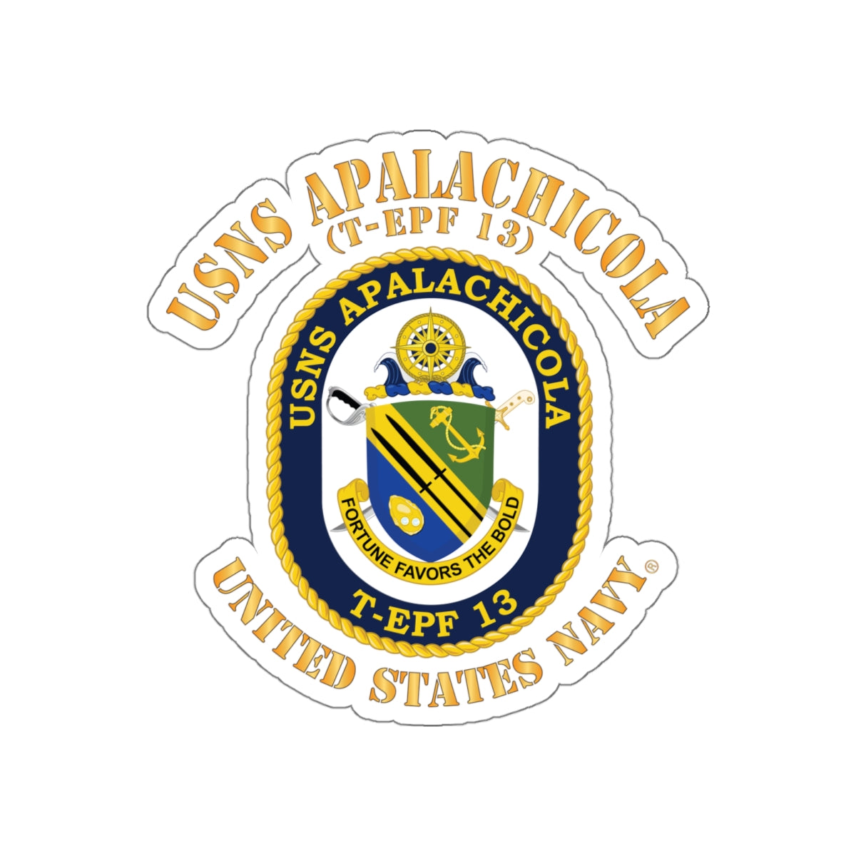 Die-Cut Vinyl Sticker - Navy - USNS Apalachicola (T-EPF 13)