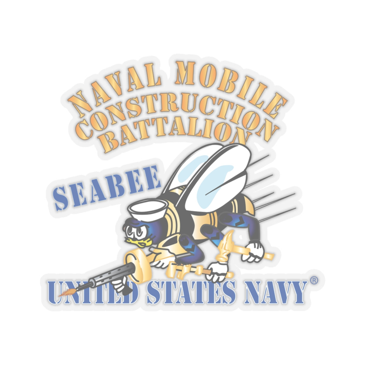 Kiss-Cut Stickers - Navy - Seabee