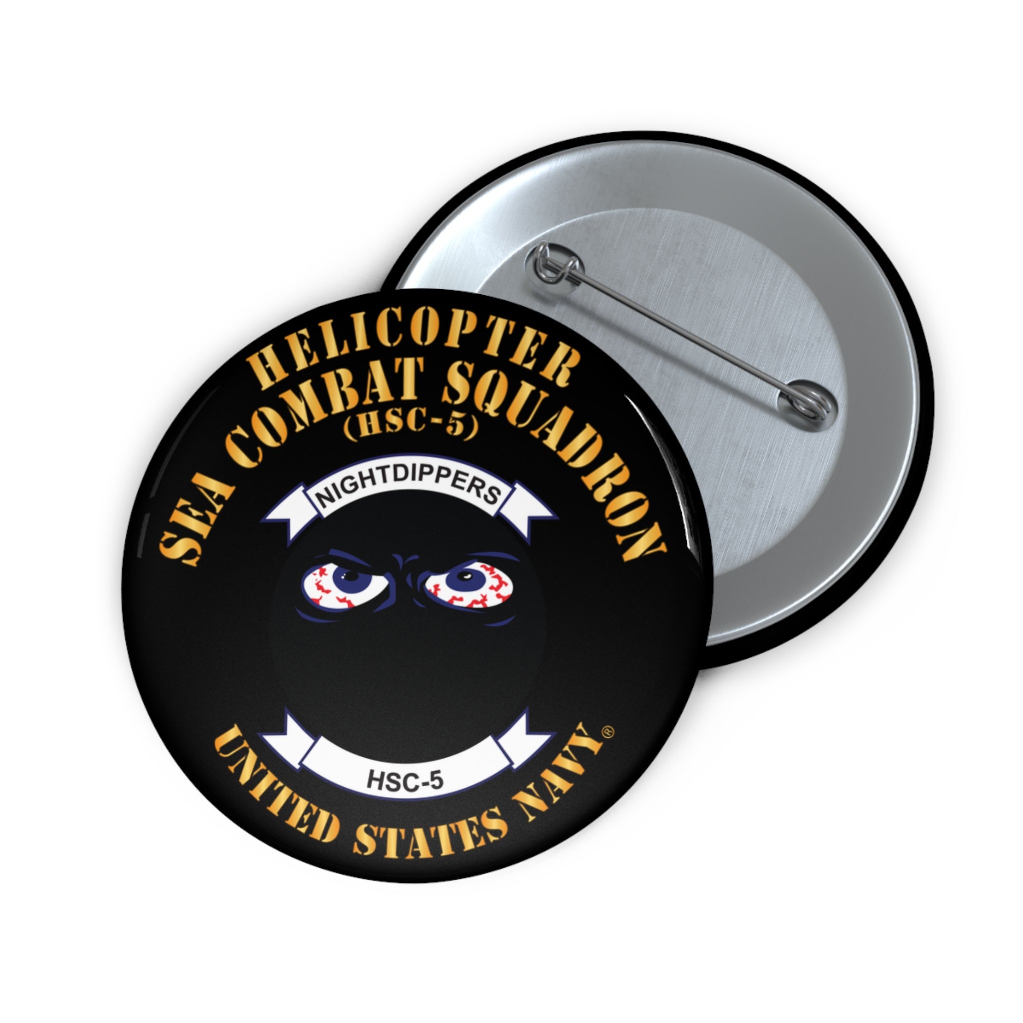Custom Pin Button - Navy - Helicopter Sea Combat Squadron 5 (HSC-5)