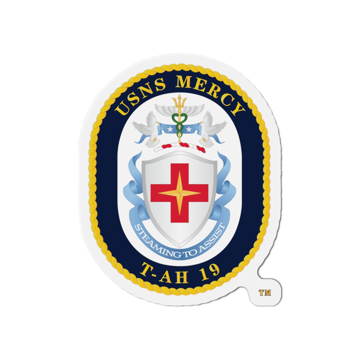 Die-Cut Magnet - Navy - USNS Mercy (T-AH-19) - Crest wo Txt