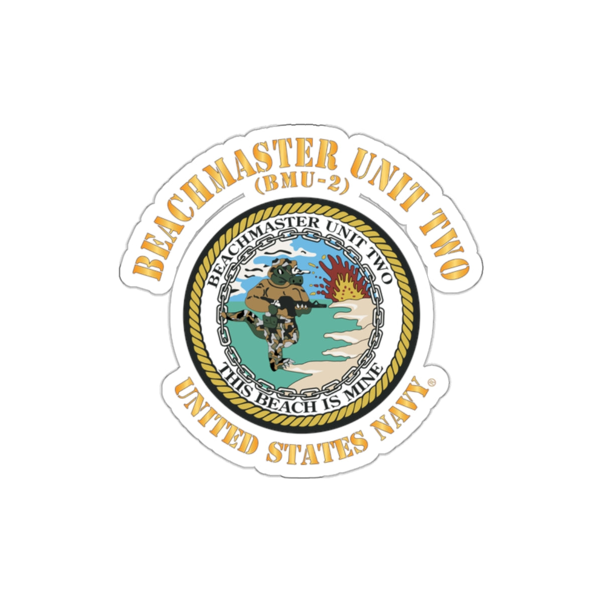 Die-Cut Vinyl Sticker - Navy - Beachmaster Unit Two (BMU-2) X 300