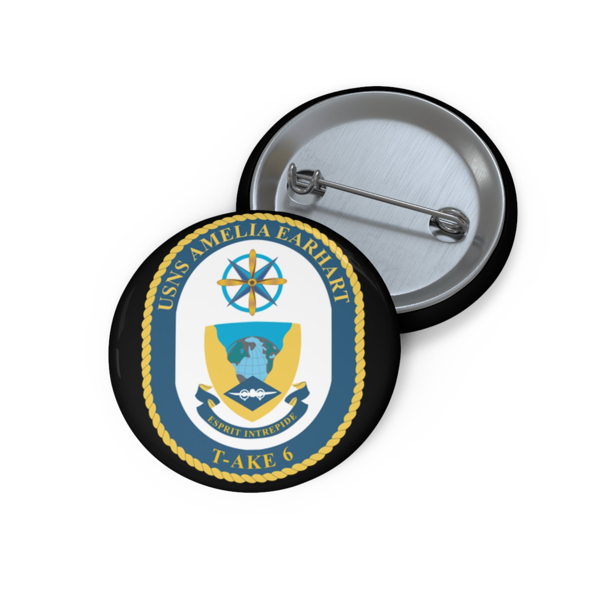 Custom Pin Button - Navy - USNS Amelia Earhart (T-AKE 6) wo txt