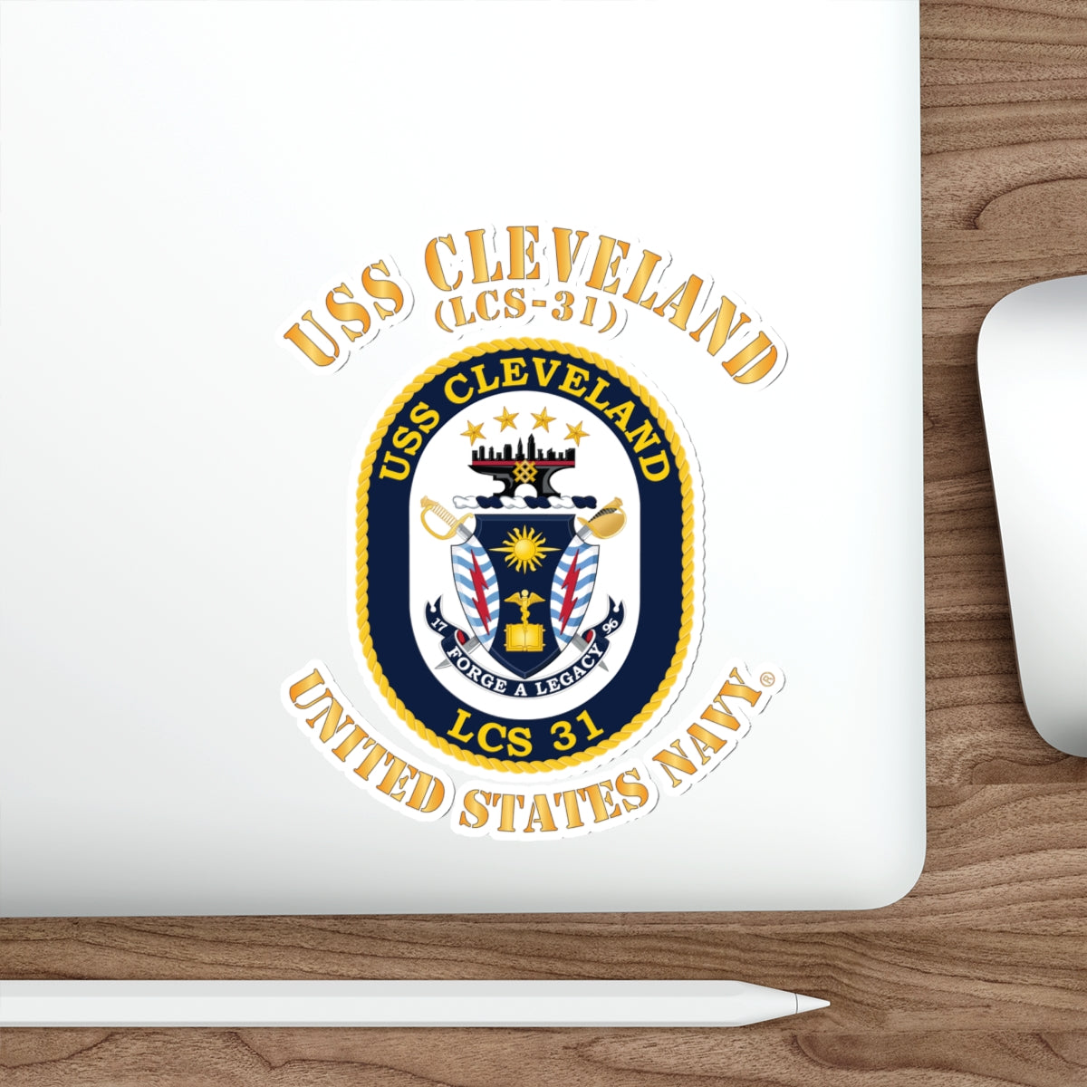 Die-Cut Vinyl Sticker - Navy - USS Cleveland (LCS-31)