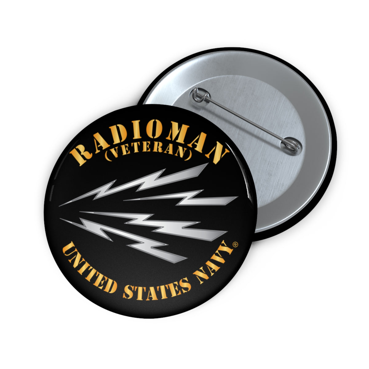 Custom Pin Button - Navy - Rate - Radioman (RM) - Veteran