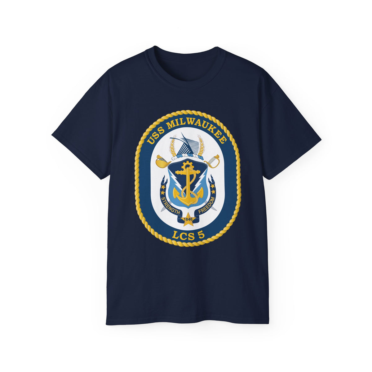 Unisex Ultra Cotton T-Shirt - Navy - USS Milwaukee (LCS-5) wo Txt X 300