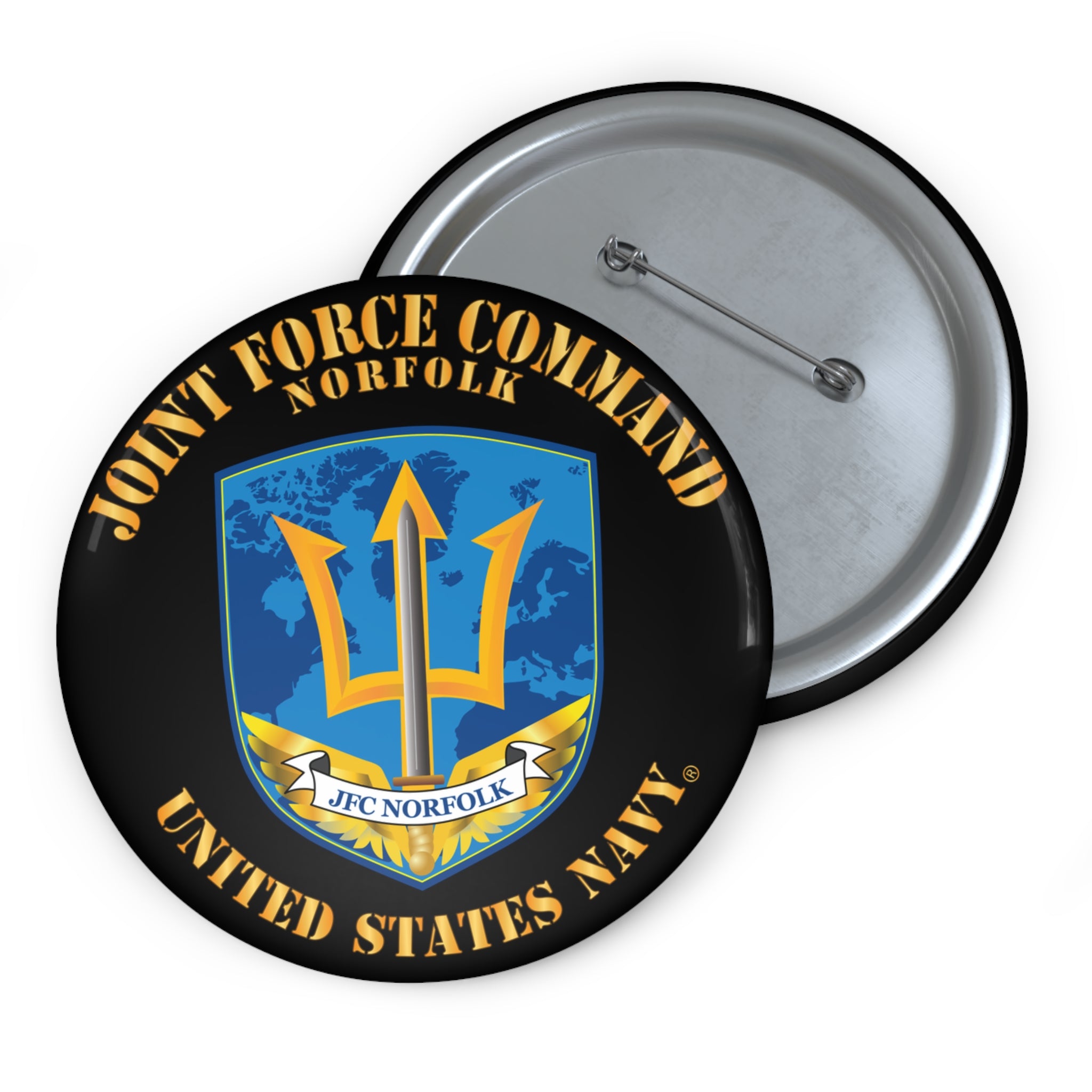 Custom Pin Button - Navy - Joint Force Command - Norfolk