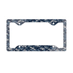 Metal License Plate Frame – Navy Blue Floral Camo Car Accessory