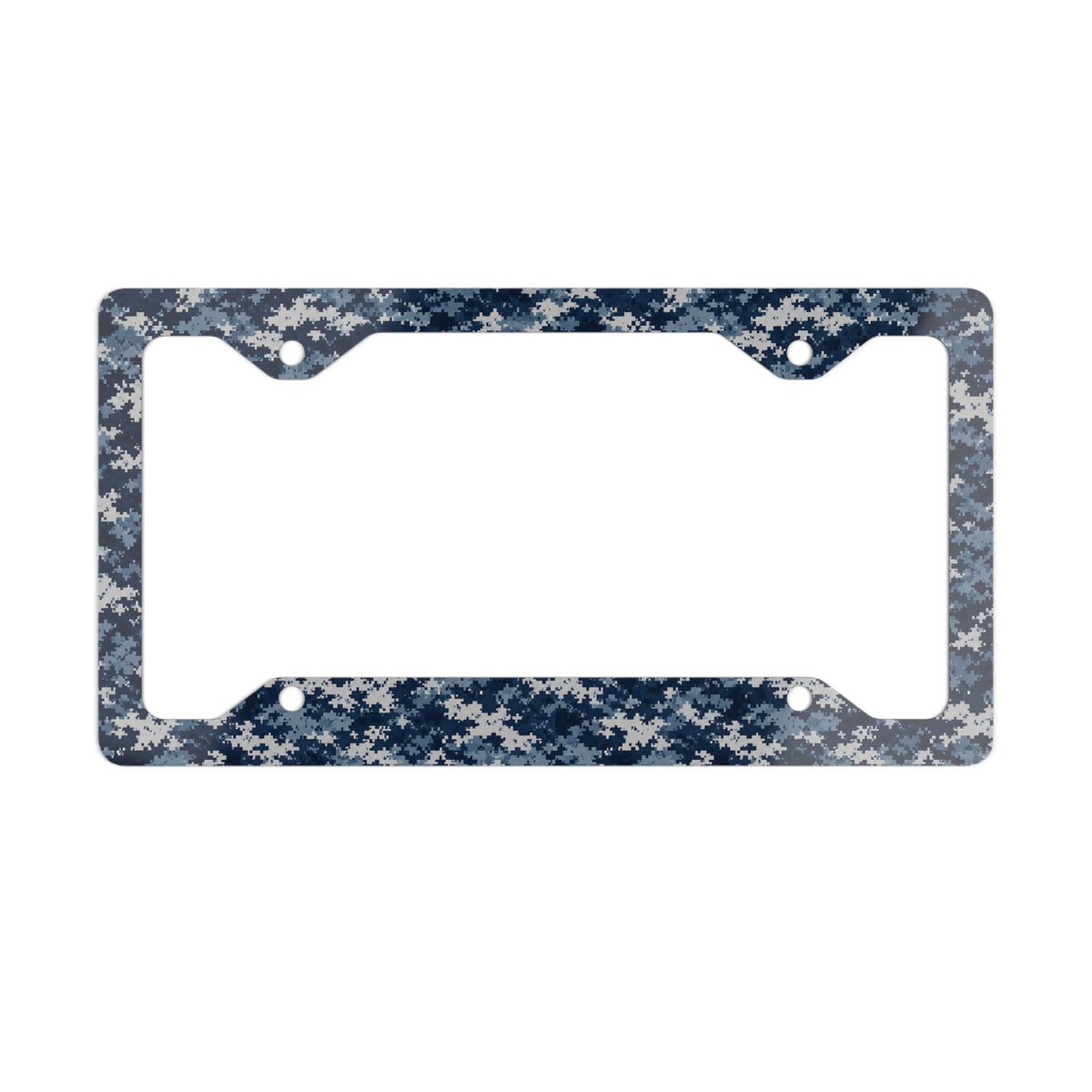 Metal License Plate Frame – Navy Blue Floral Camo Car Accessory