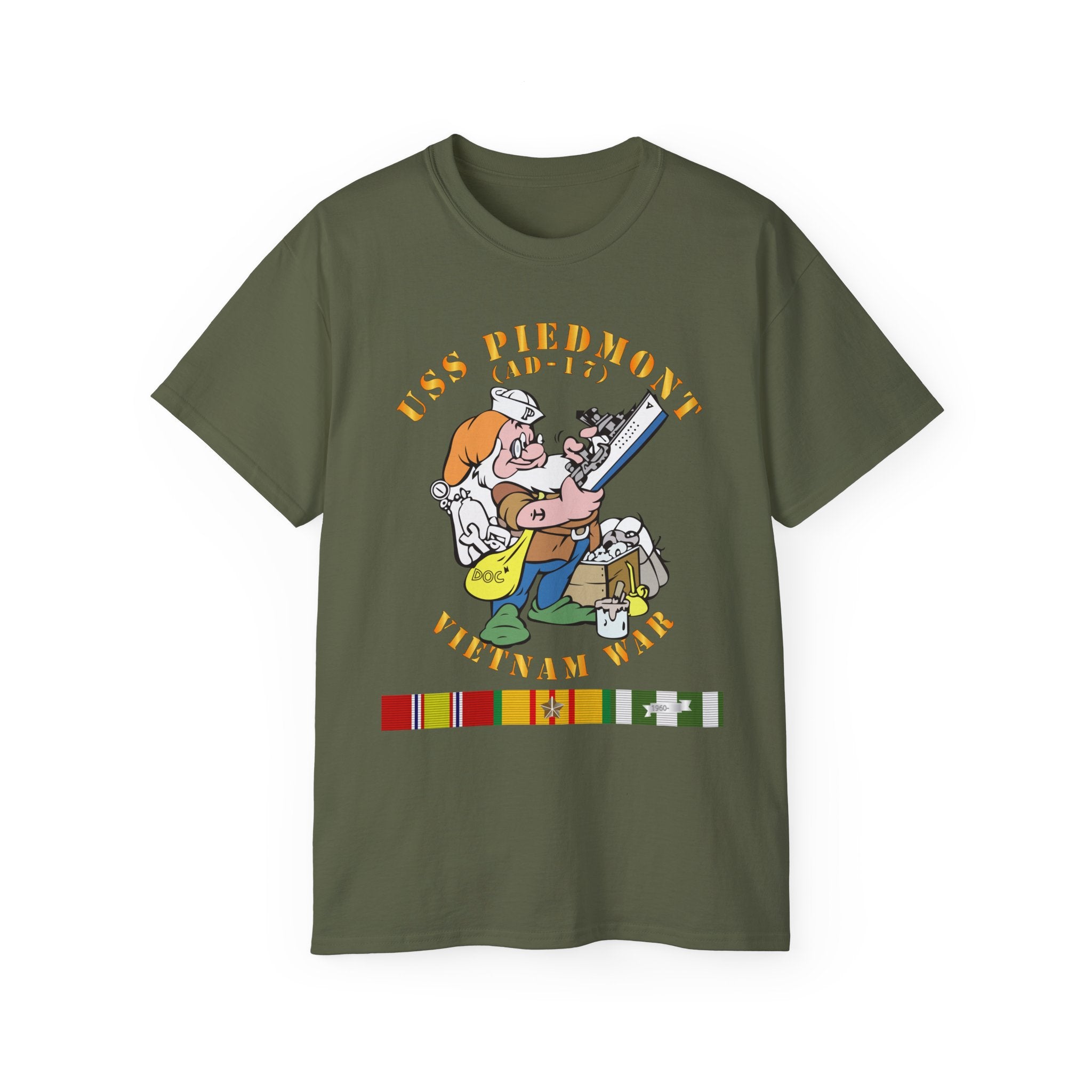 Unisex Ultra Cotton T-Shirt - Navy - USS Piedmont (AD-17) w VN SVC - Vietnam War