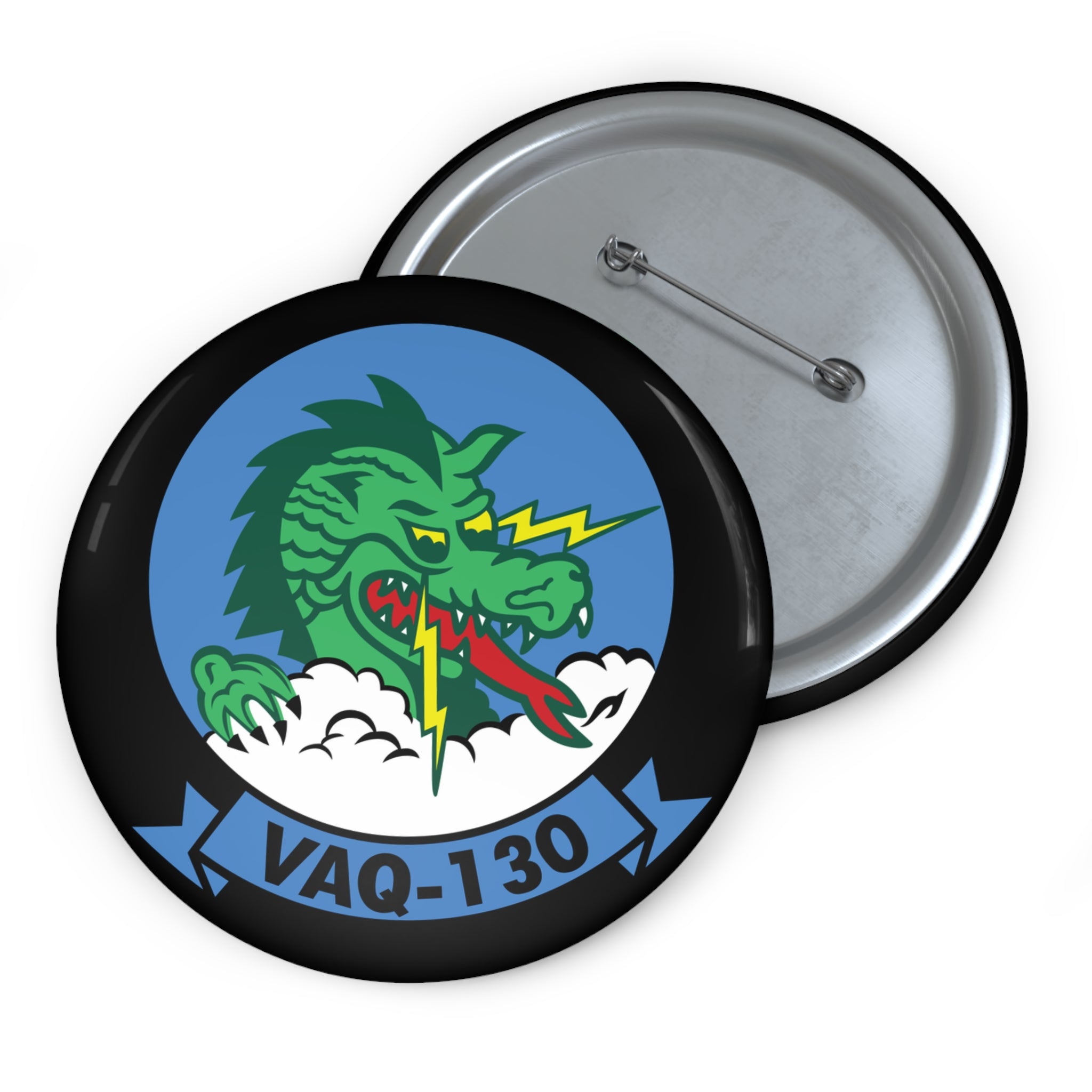 Custom Pin Button - Navy - Electronic Attack Squadron 130 (VAQ-130) wo txt