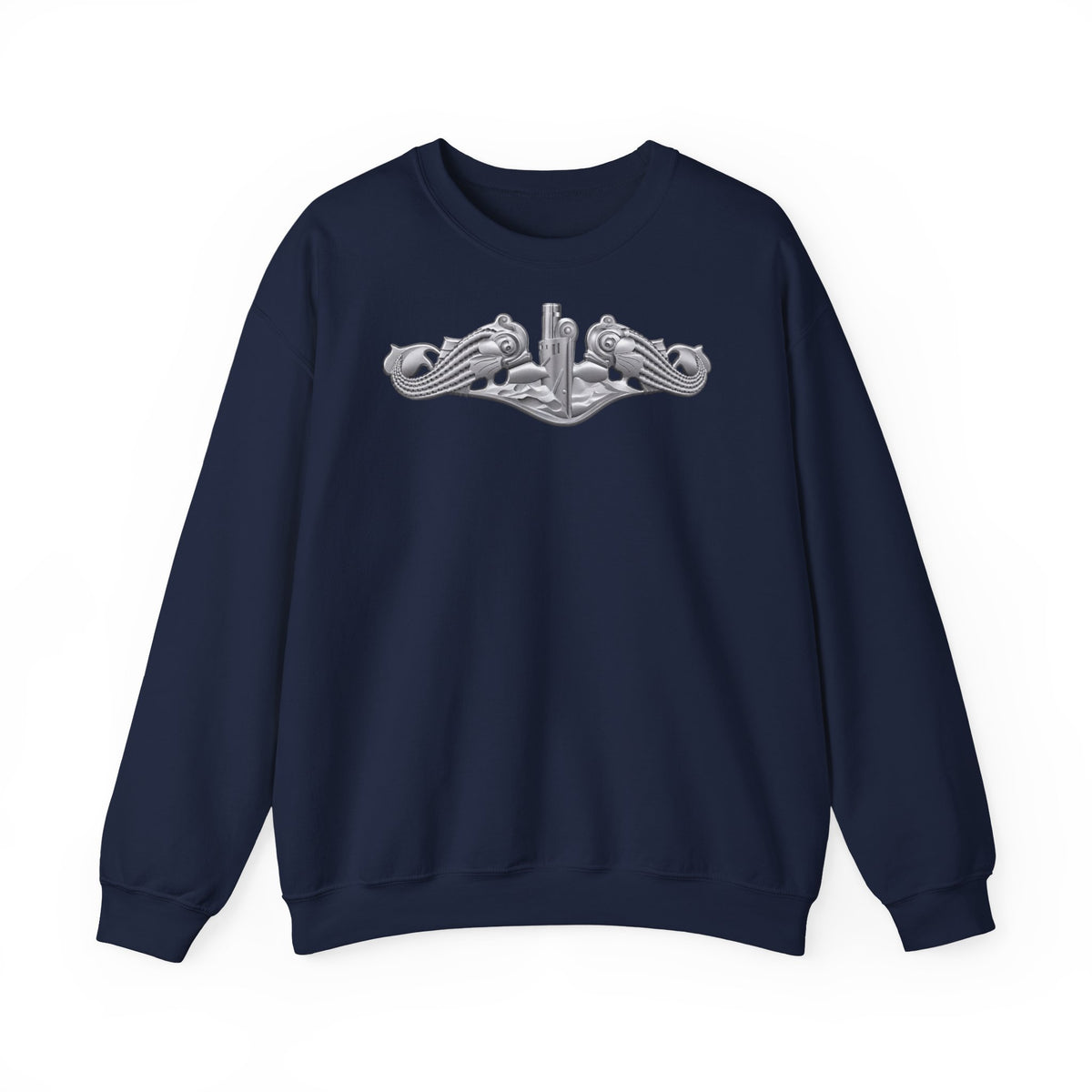 Unisex Heavy Blend™ Crewneck Sweatshirt - Navy - Badge - Submarine Warfare wo txt - Enlisted - 3D - Enhanced