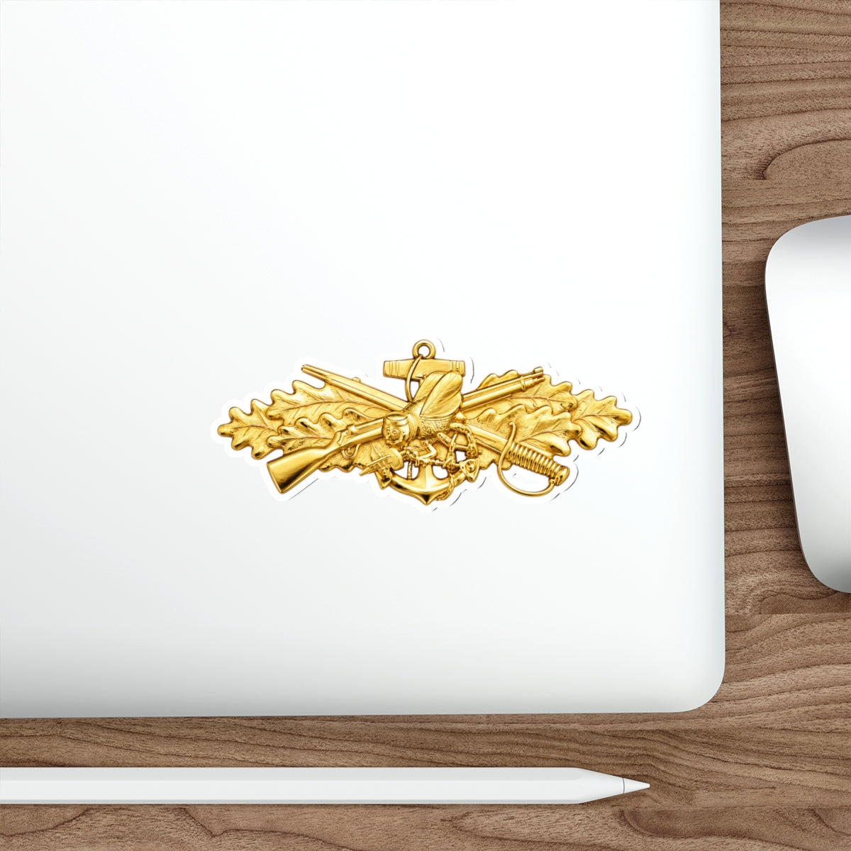 Die-Cut Vinyl Sticker - Navy - Badge - Seabee combat warfare specialist wo txt - Officer - 3D - Enhanced