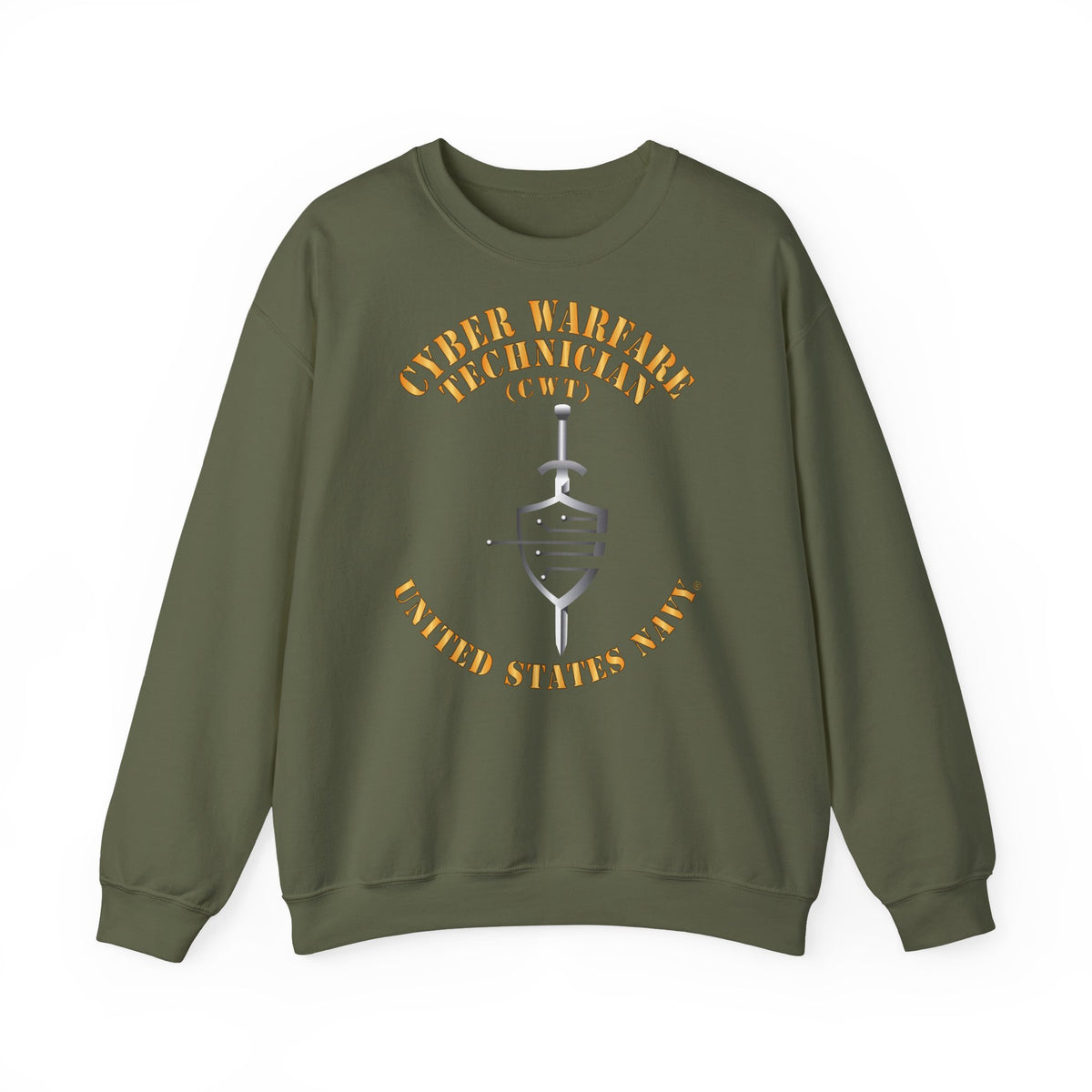 Unisex Heavy Blend™ Crewneck Sweatshirt - Navy - Rate - Cyber Warfare Technician (CWT)
