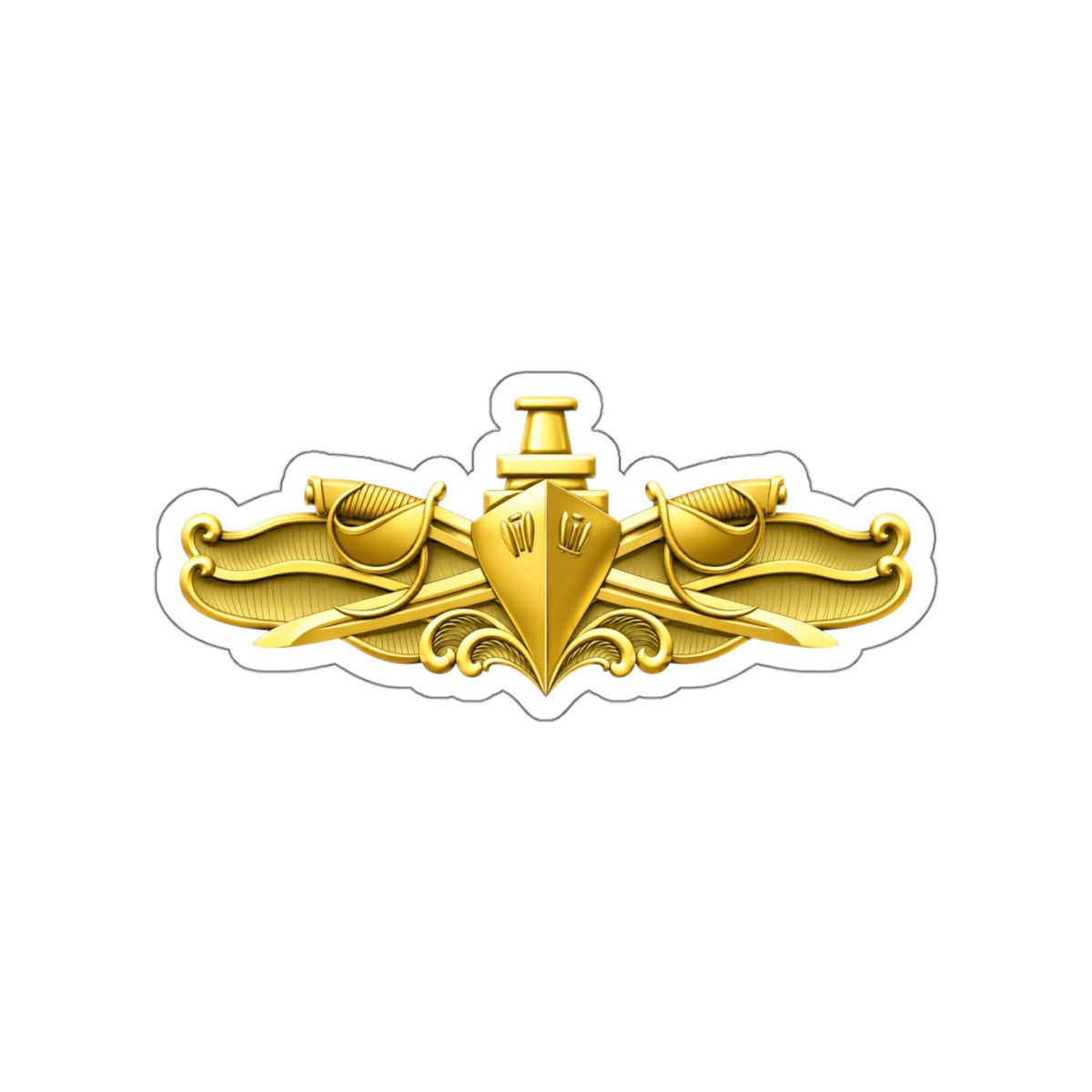Die-Cut Vinyl Sticker - Navy - Badge - Surface Warfare Officer (SWO) wo txt - 3D - Enhanced