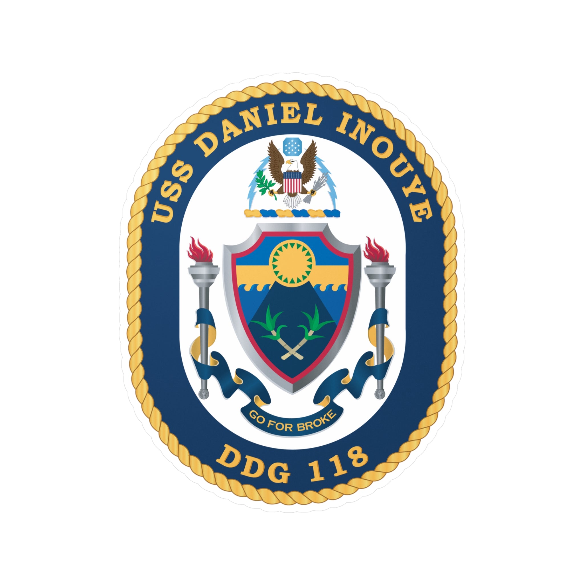 Kiss-Cut Vinyl Decal - Navy - USS Daniel Inouye (DDG-118) wo txt