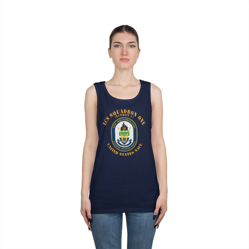 Unisex Heavy Cotton Tank Top - Navy - LCS Squadron One (LCSRON 1)