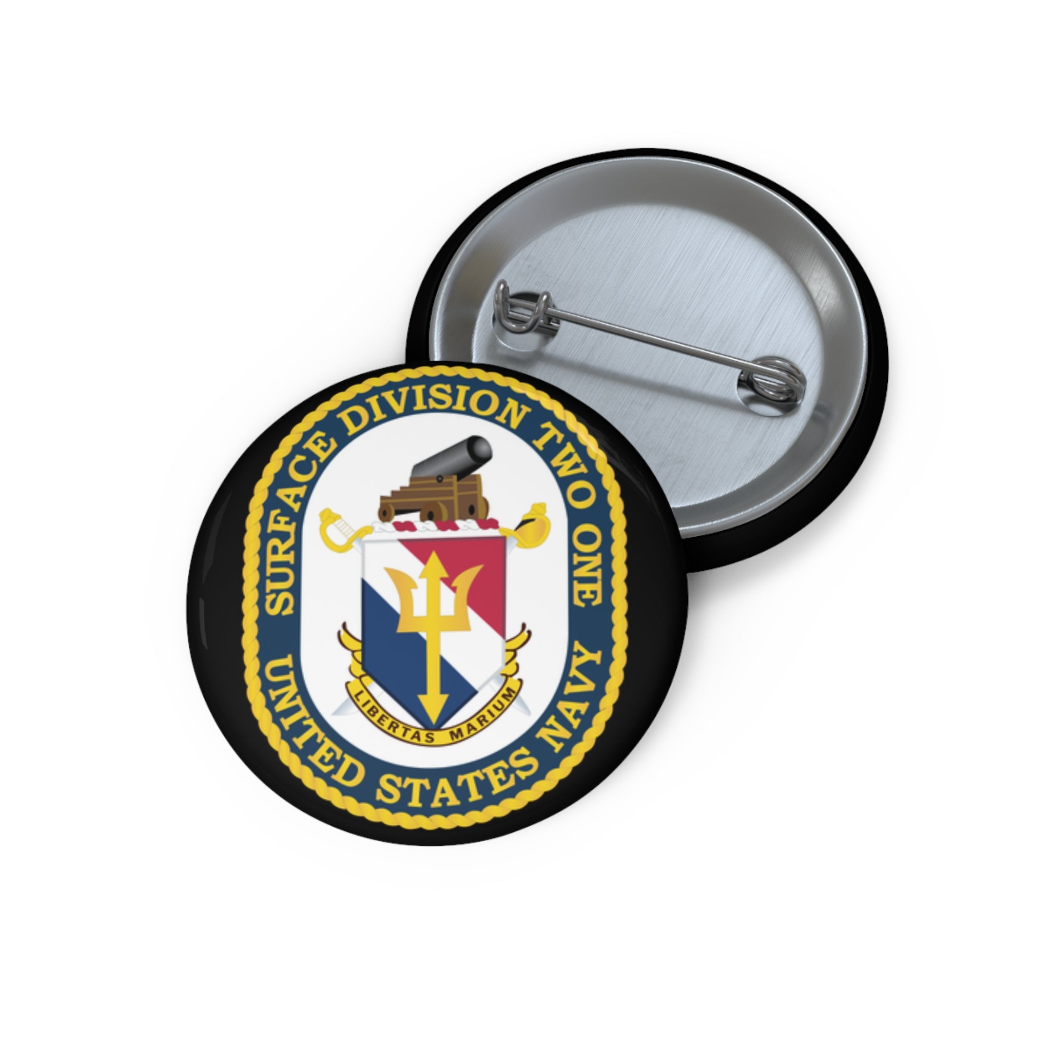 Custom Pin Button - Navy - Surface Division 21 wo txt