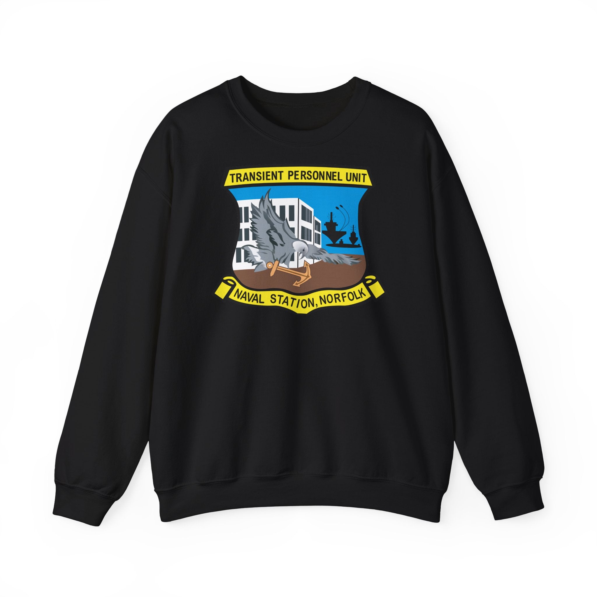 Unisex Heavy Blend™ Crewneck Sweatshirt - Navy - Transient Personnel Unit - Naval Station Norfolk wo Txt