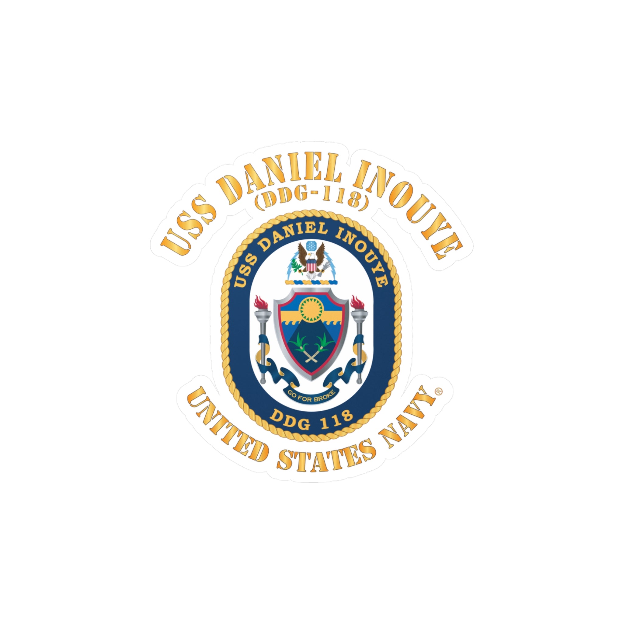 Kiss-Cut Vinyl Decal - Navy - USS Daniel Inouye (DDG-118)