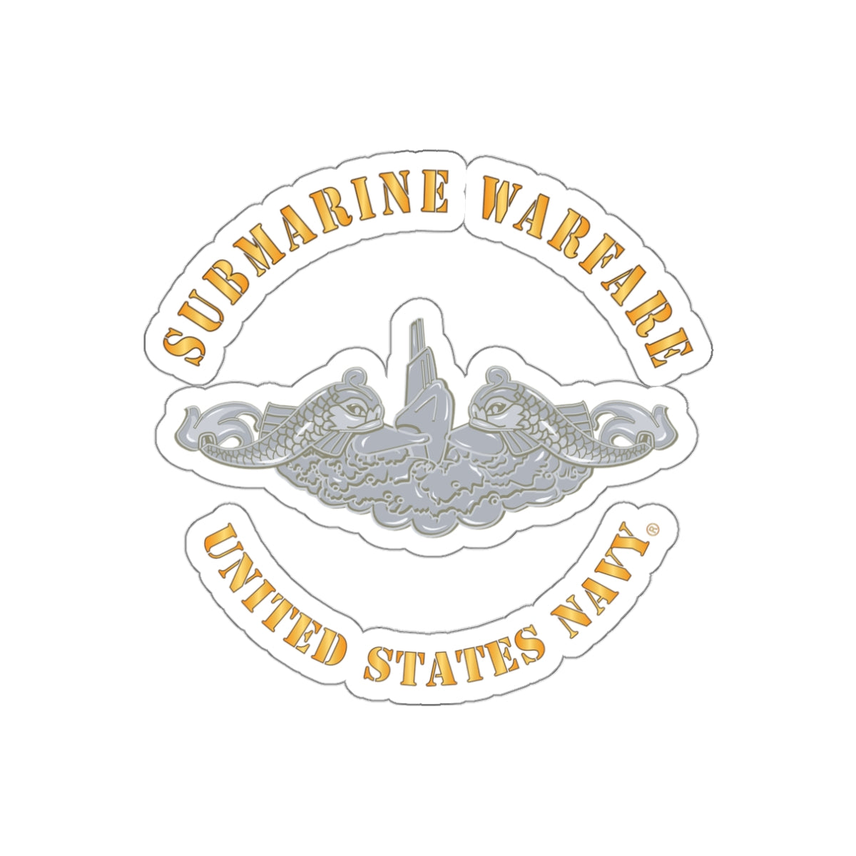 Die-Cut Vinyl Sticker - Navy - Submarine Badge - Silver