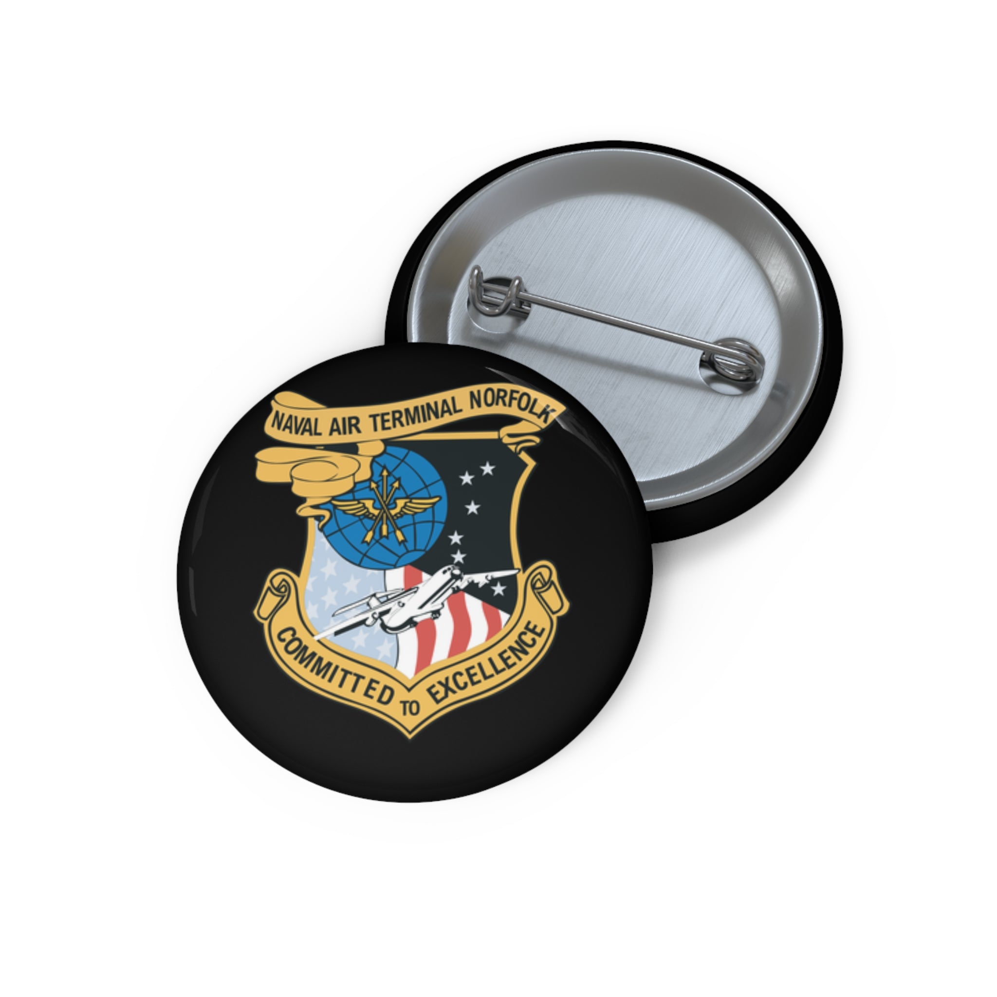 Custom Pin Button - Navy - Naval Air Terminal Norfolk wo Txt