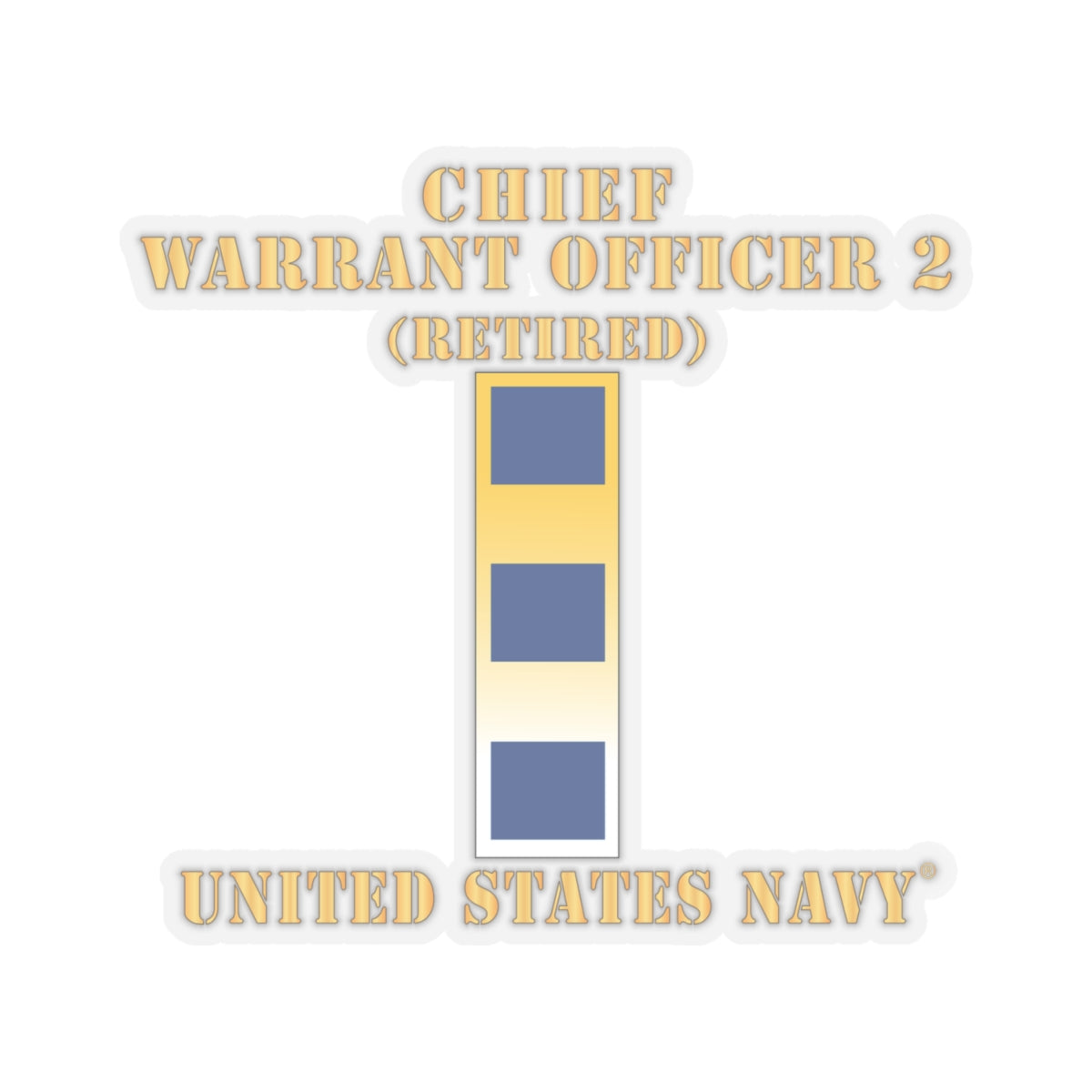 Kiss-Cut Stickers - Navy - Chief Warrant Officer 2 - CW02 - Retired