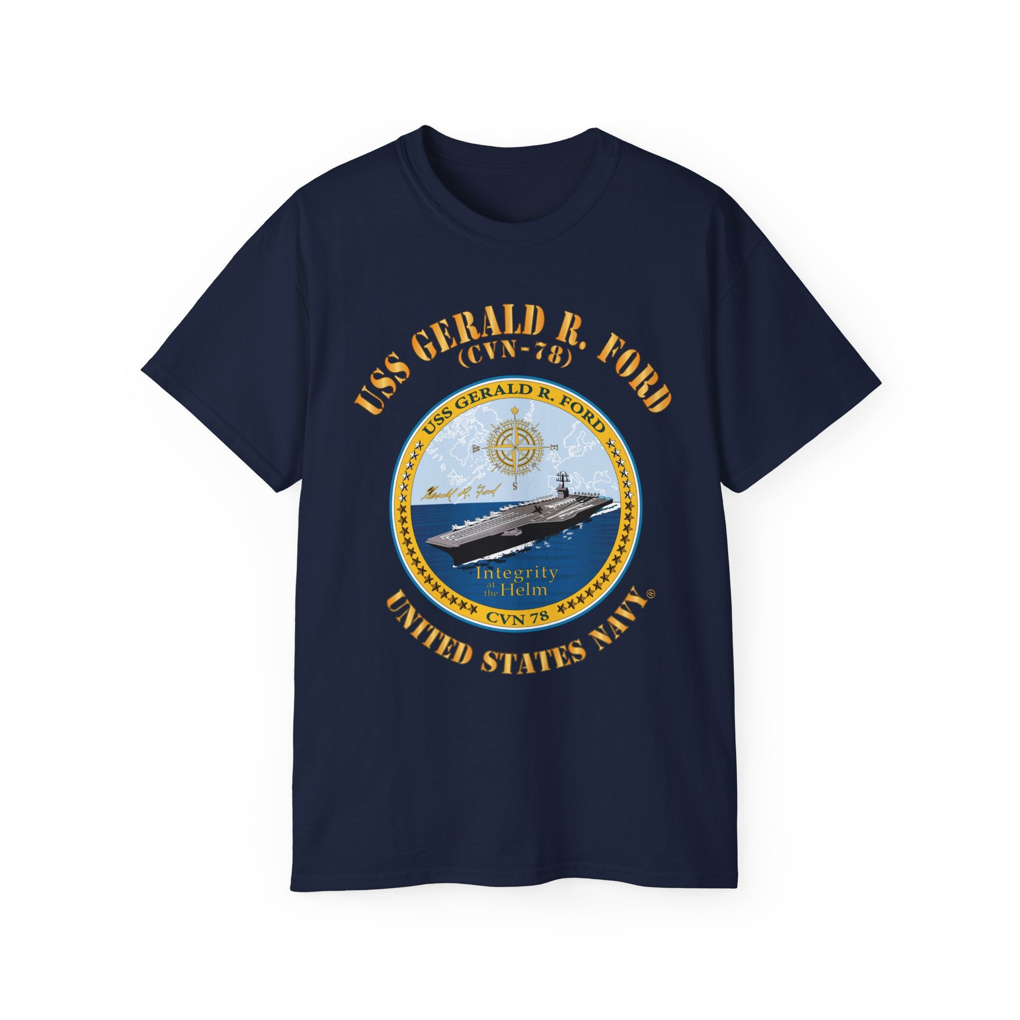 Unisex Ultra Cotton T-Shirt - Navy - USS Gerald R. Ford (CVN-78)