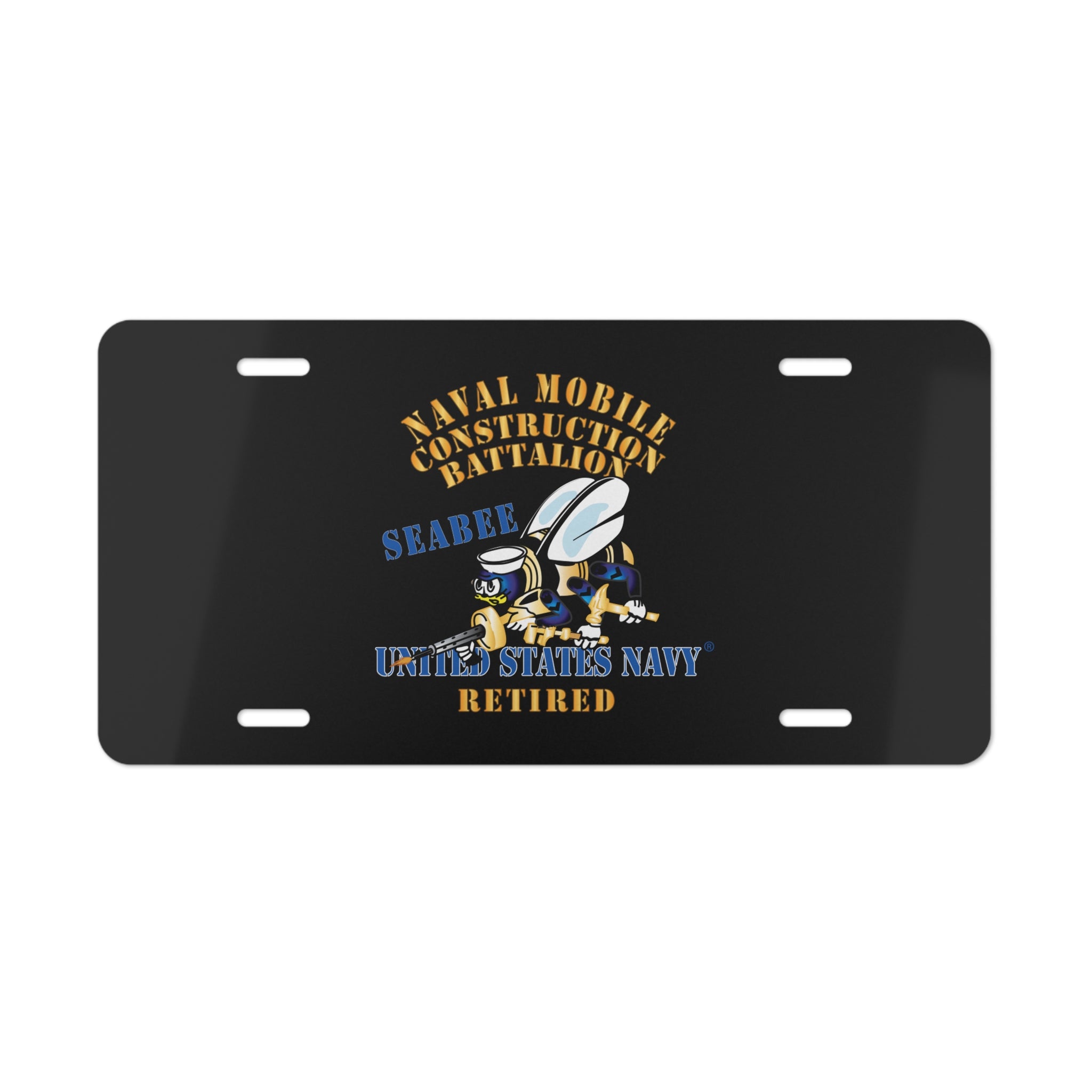 Vanity License Plate - Navy - Seabee - Retired