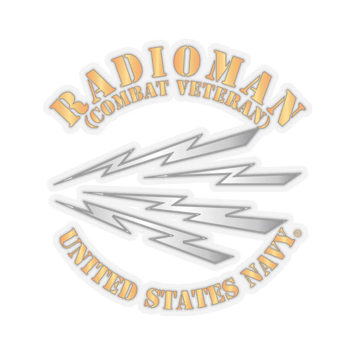 Kiss-Cut Stickers - Navy - Rate - Radioman (RM) - Combat Veteran