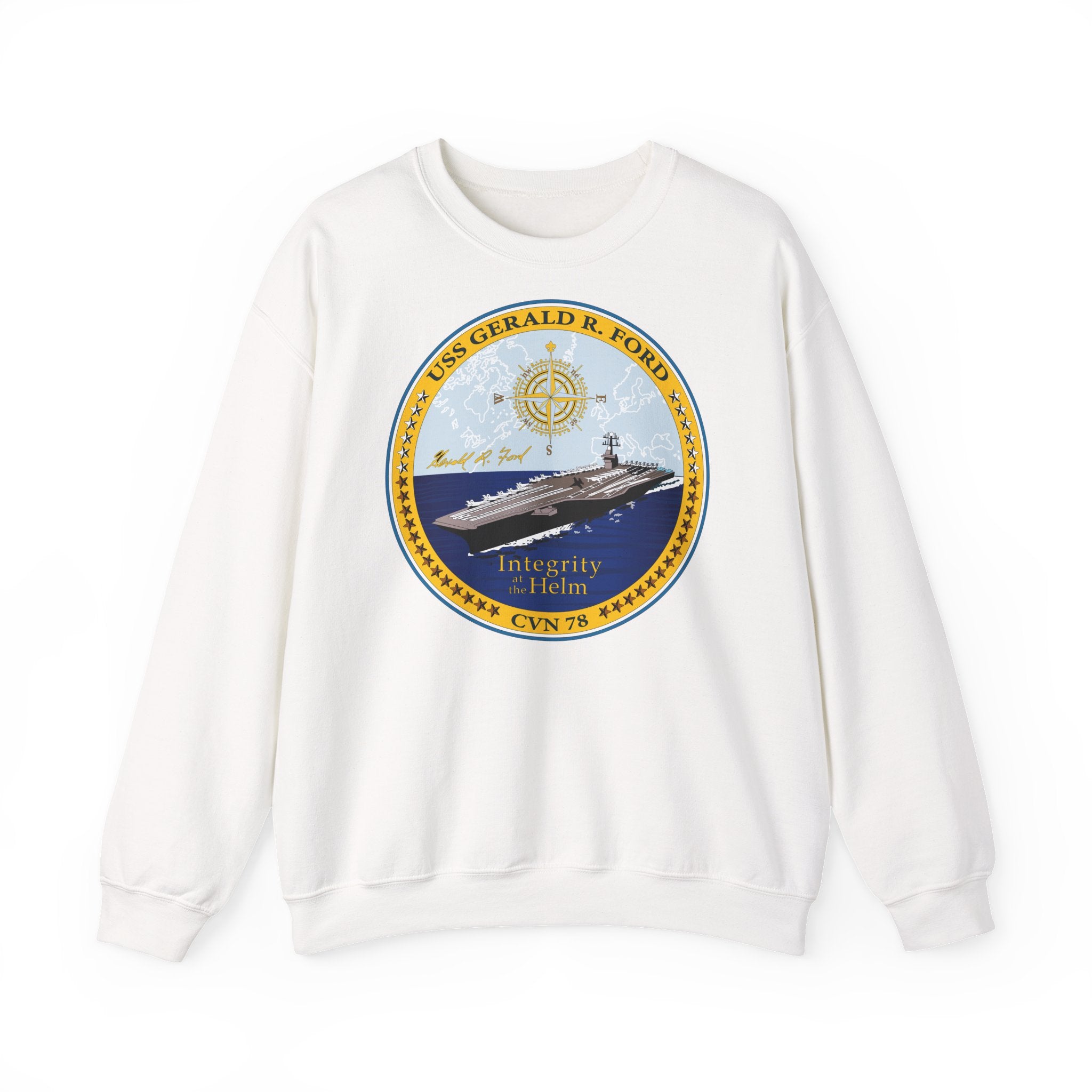 Unisex Heavy Blend™ Crewneck Sweatshirt - Navy - USS Gerald R. Ford (CVN-78) wo txt