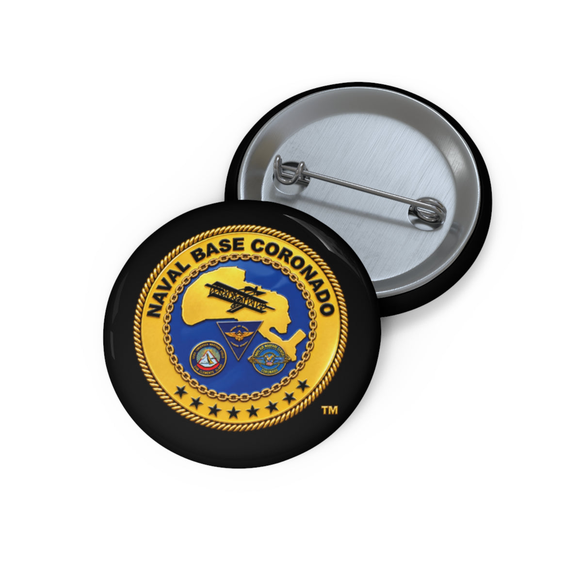Pin Button - Navy - Naval Base Coronado - Crest - 3D - Enhanced