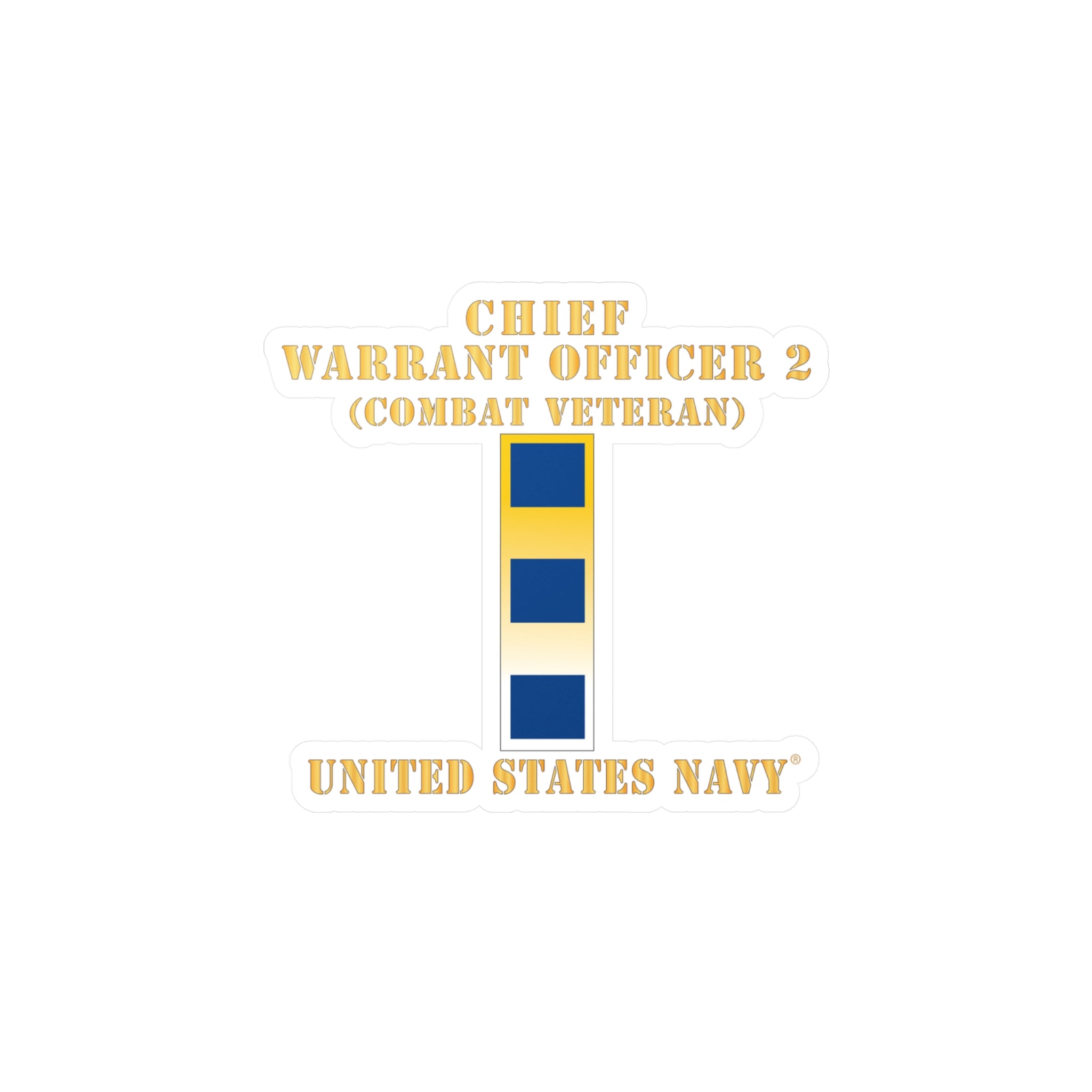 Kiss-Cut Vinyl Decal - Navy - Chief Warrant Officer 2 - CW02 - Combat Veteran