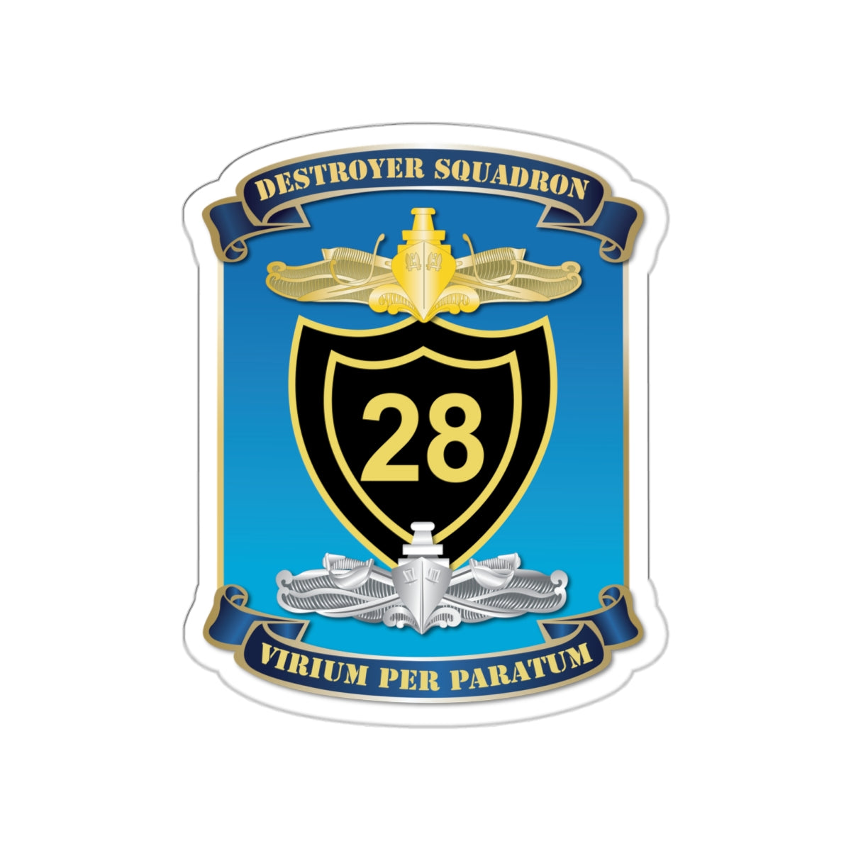 Die-Cut Vinyl Sticker - Navy - Destroyer Squadron 28 (DESRON-28) wo Txt