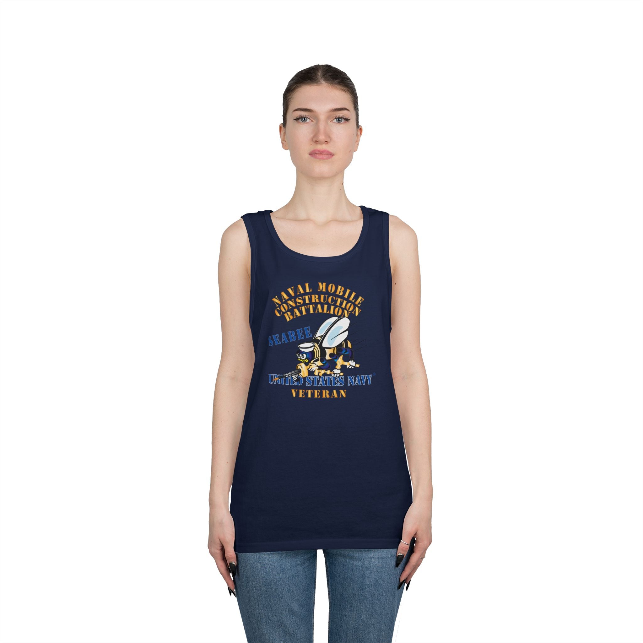 Unisex Heavy Cotton Tank Top - Navy - Seabee - Veteran